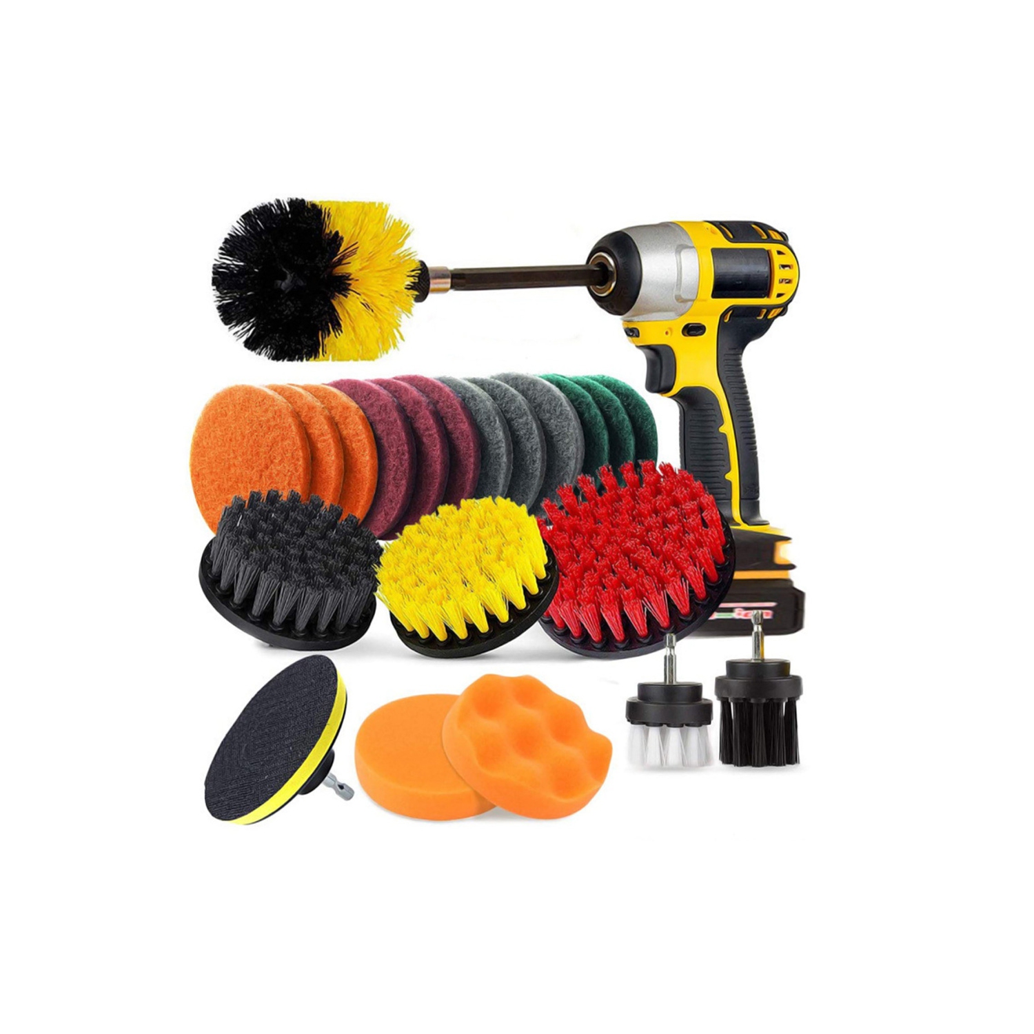 Ensemble de 22 accessoires pour perceuse à colonne d'axGear pour cirage de voiture de nettoyage de cuisine Power Drill