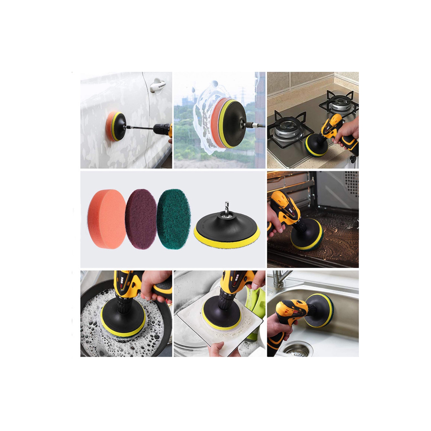 Ensemble de 22 accessoires pour perceuse à colonne d'axGear pour cirage de voiture de nettoyage de cuisine Power Drill