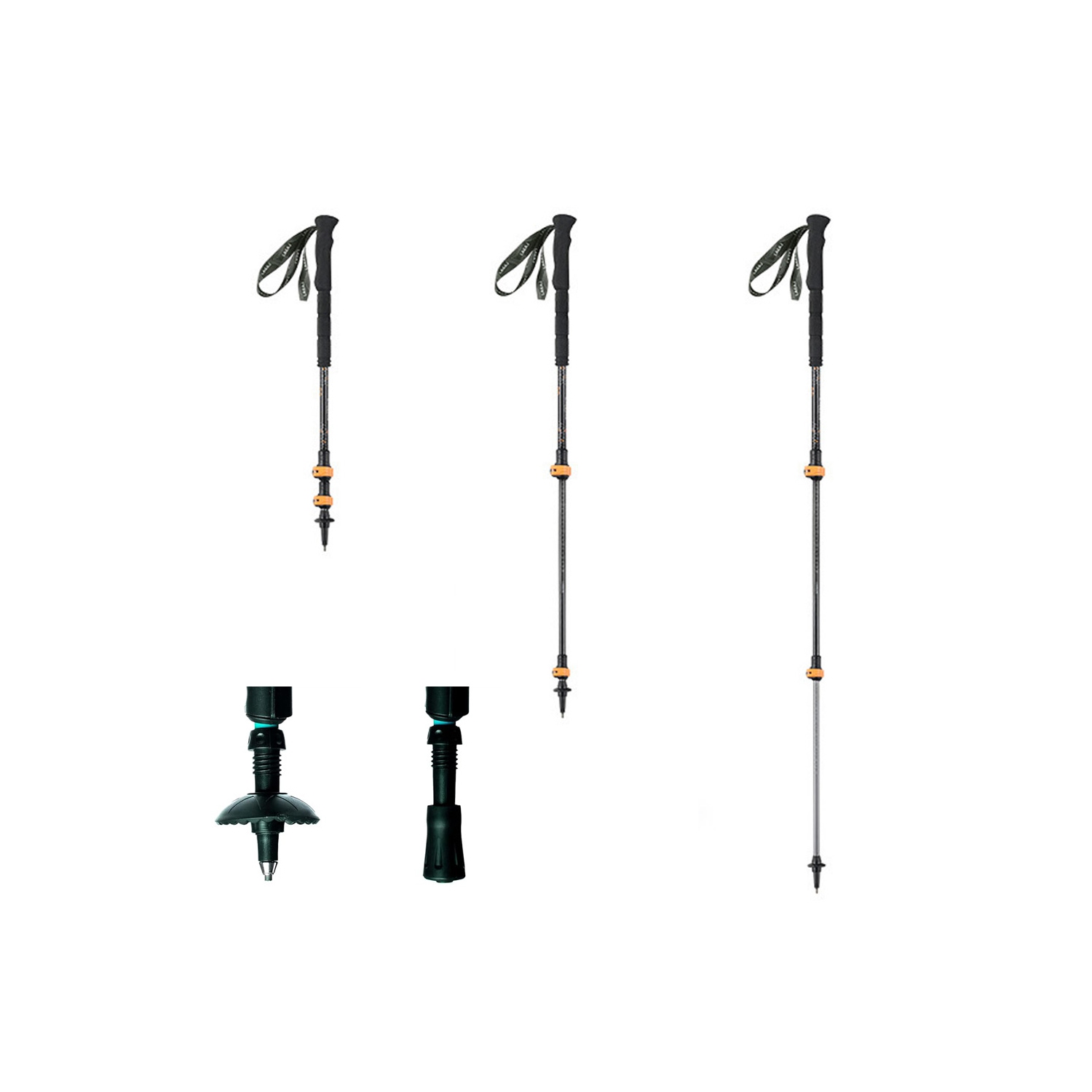 Bâton de randonnée réglable en bâton de randonnée repliable Walking Cane d'axGear en fibre de carbone