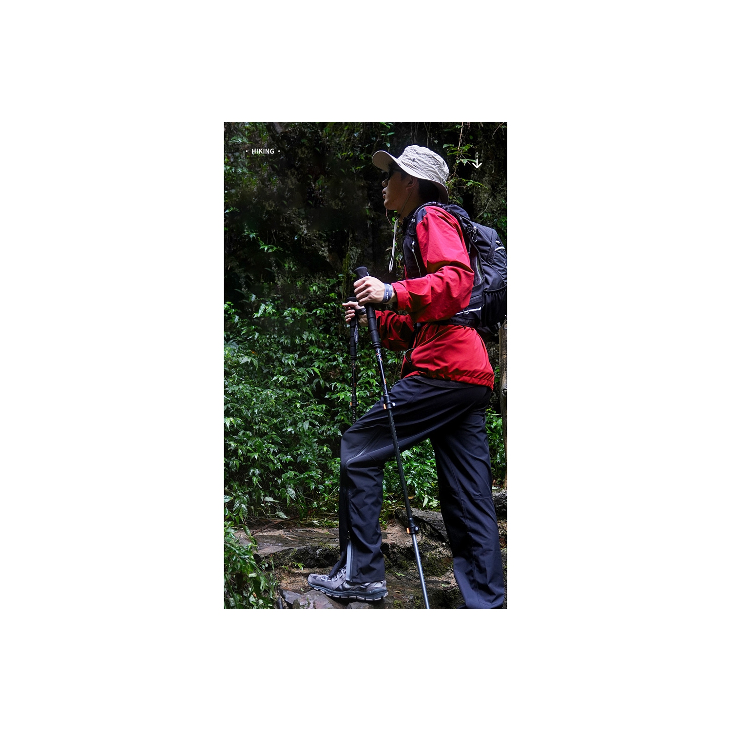 Bâton de randonnée réglable en bâton de randonnée repliable Walking Cane d'axGear en fibre de carbone