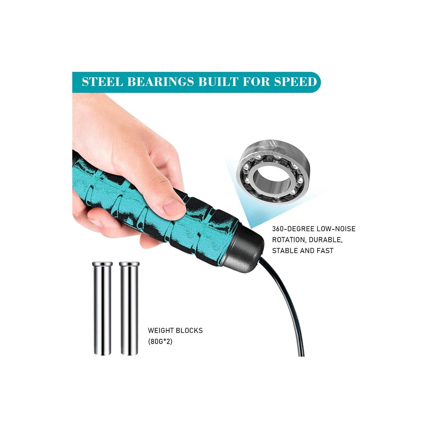 Corde à sauter sans corde à sauter de axGear à poids réglable entraînement sans fil à saut sport