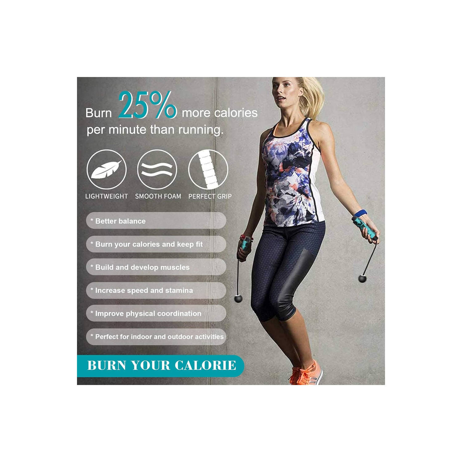 Corde à sauter sans corde à sauter de axGear à poids réglable entraînement sans fil à saut sport