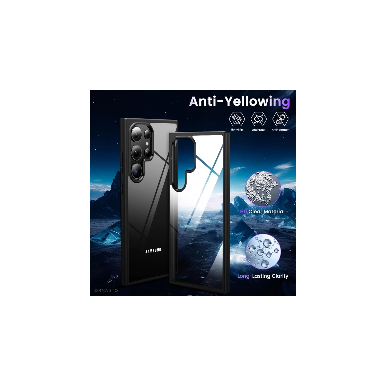 Étui antichoc ultramince de qualité militaire pour Galaxy S24 Ultra de Samsung - anti-jaunissement, recharge sans fil compatible - housse complète -