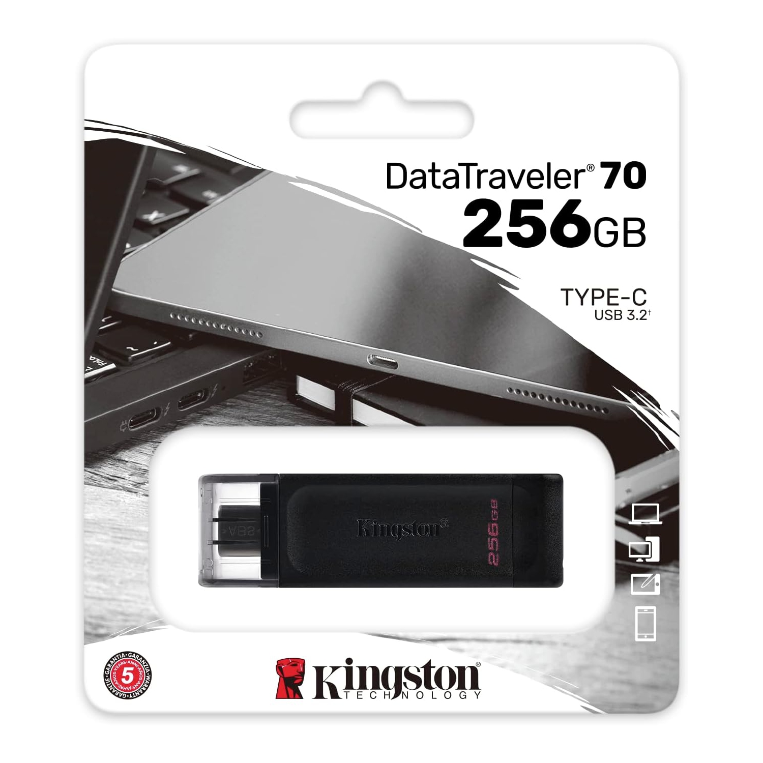 Kingston DataTraveler 70 256GB USB-C Flash Drive | USB 3.2 Gen 1 | DT70/256GB