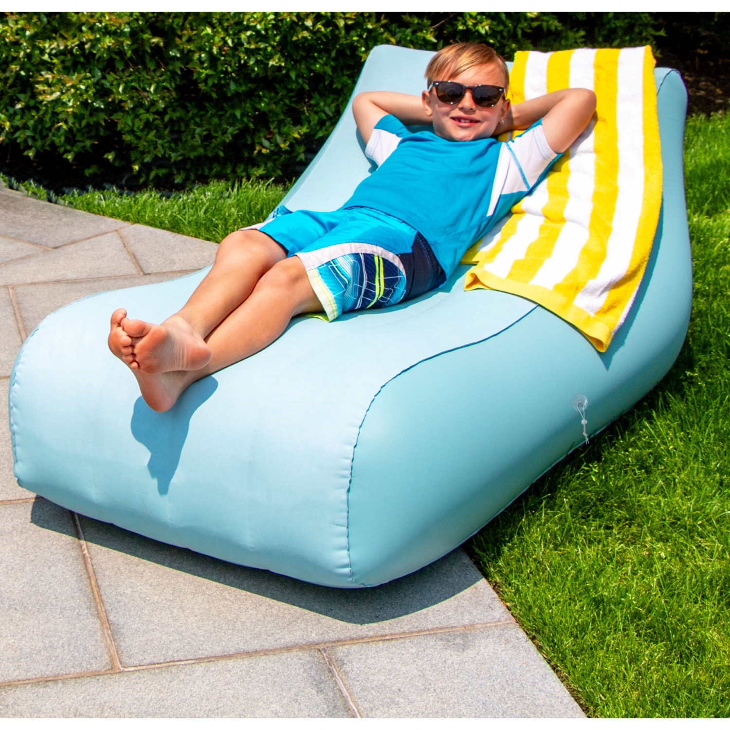 Cloud Oxford Fabric Inflatable Swimming Pool Chaise Lounger - 52" - Blue