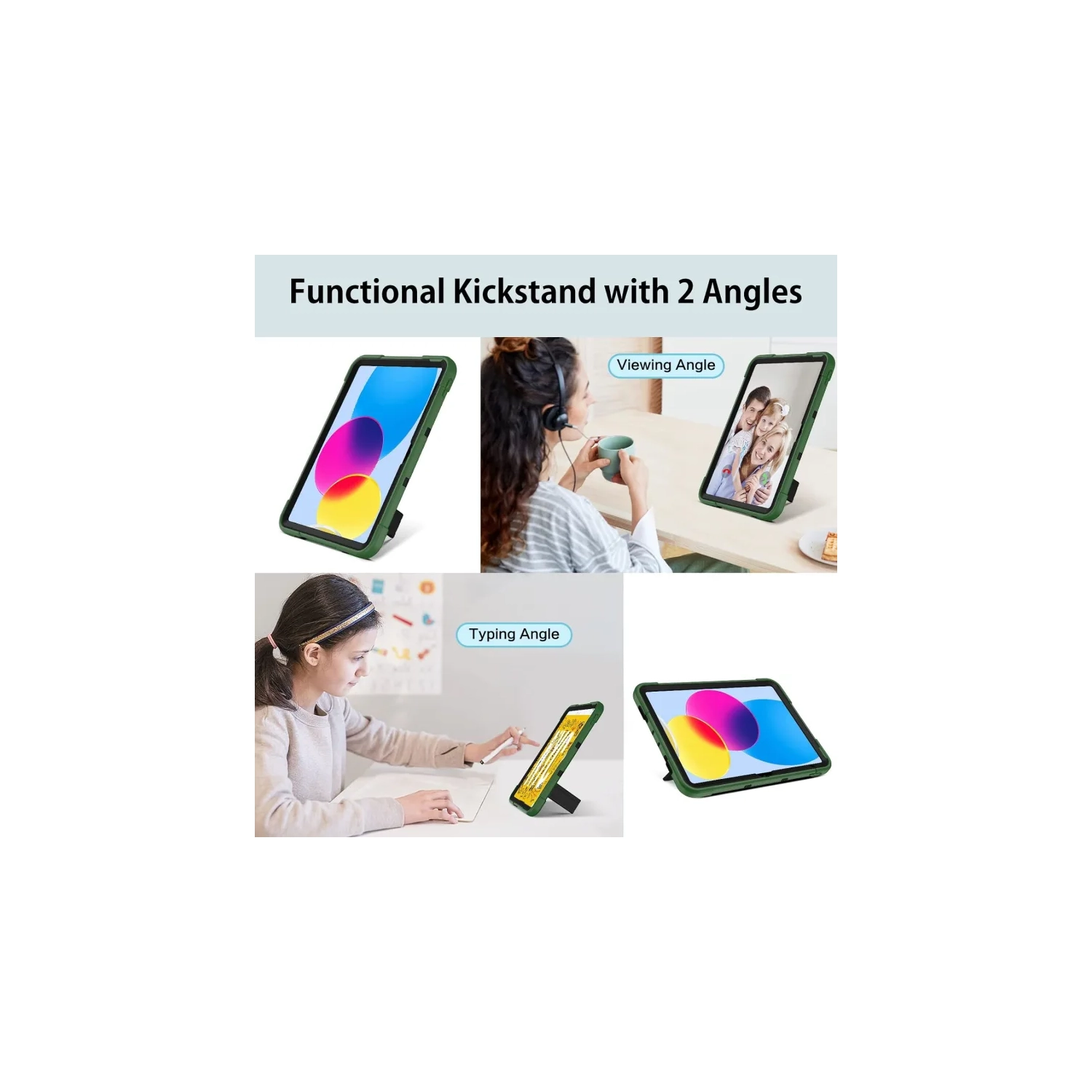 iPad 10th Generation Case 2022 - Kickstand Shockproof Heavy Duty Hybrid Hard PC Cover - Anti-Slip Rugged Protective Tablet Case for iPad 10.9 10th