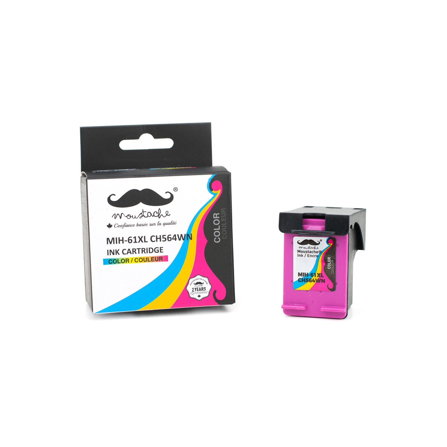 Remanufactured HP 61XL CH564WN Tri-Color Ink Cartridge High Yield - Moustache® - 1/Pack