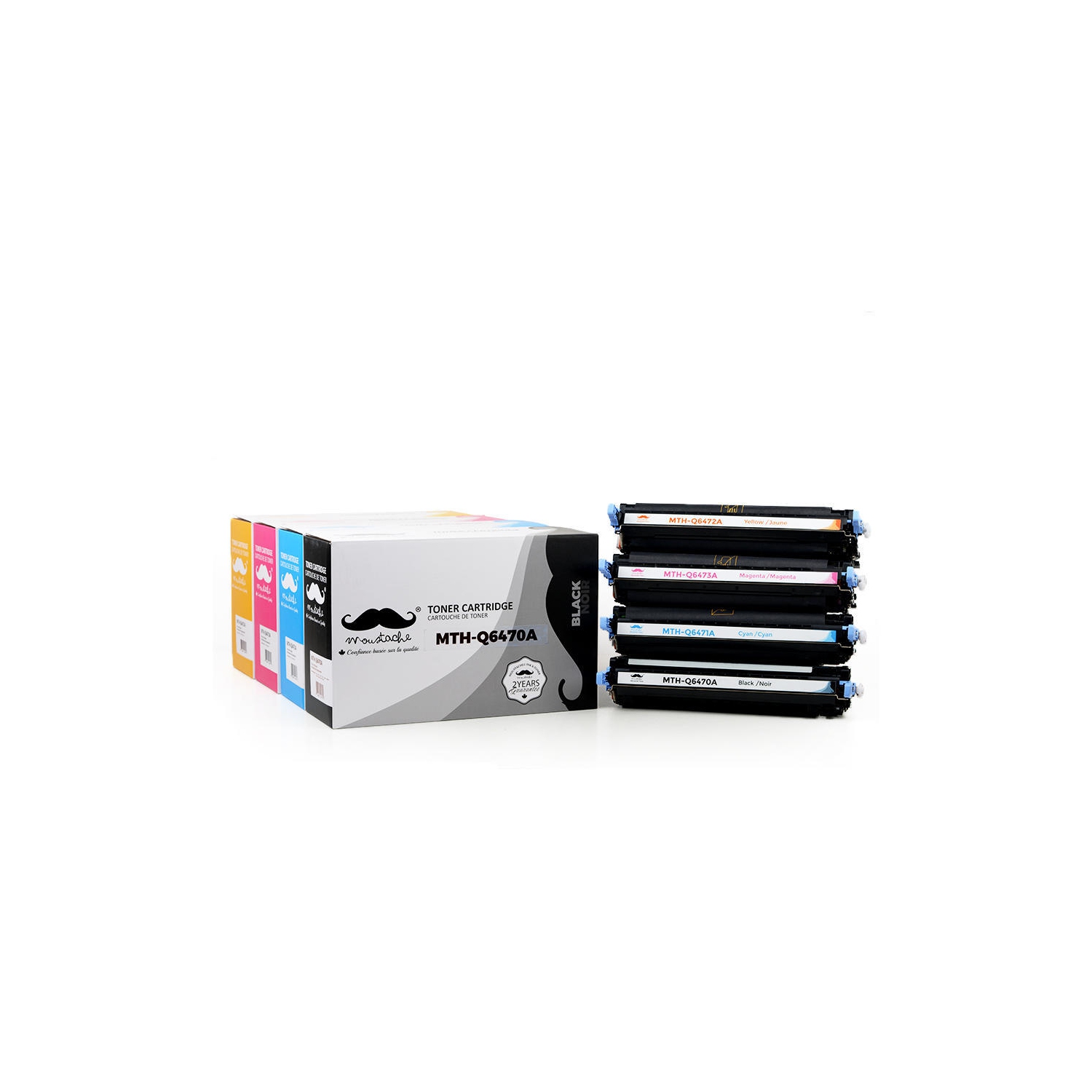 Remanufactured HP 501A-502A Toner Cartridge Combo BK/C/M/Y - Moustache®