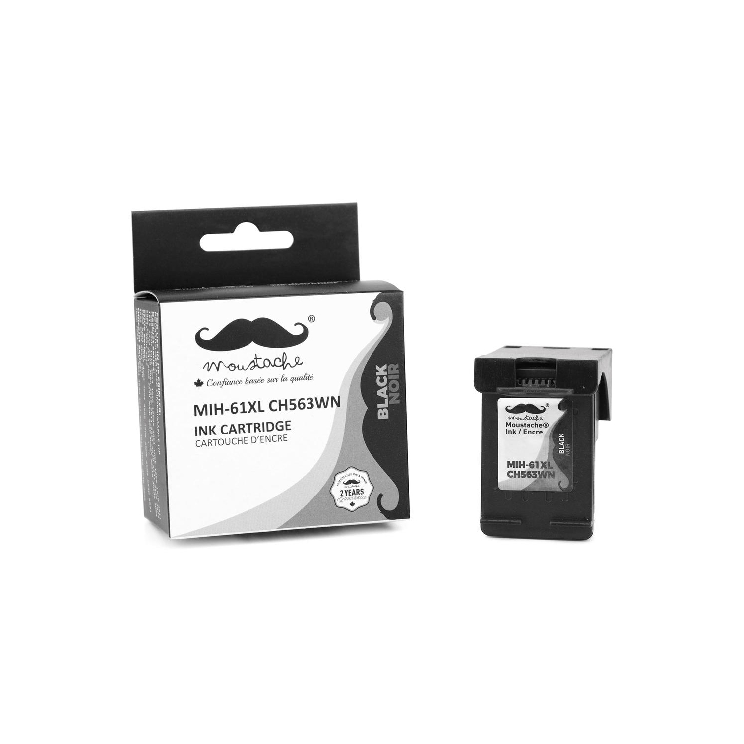 Remanufactured HP 61XL CH563WN Black Ink Cartridge High Yield - Moustache® - 1/Pack