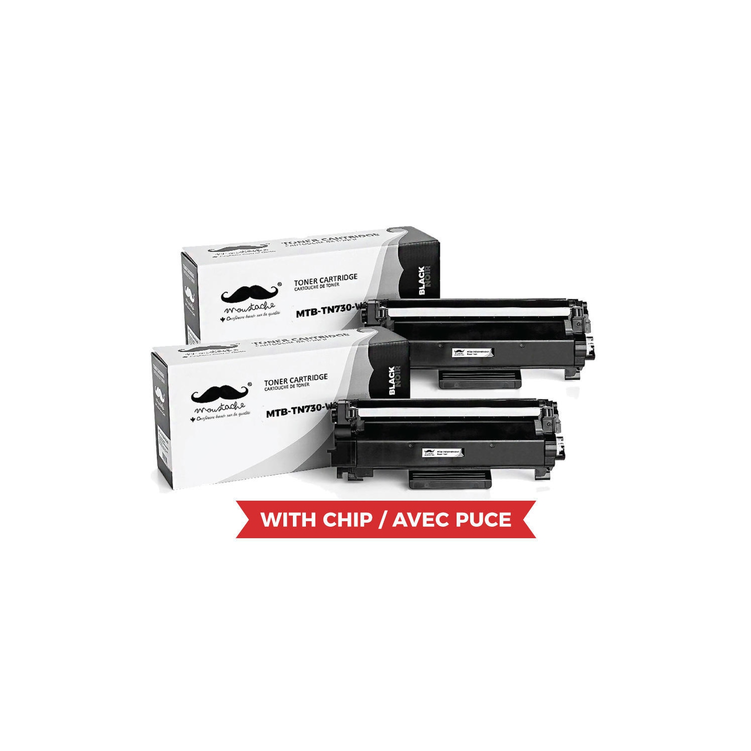 Brother TN730 Compatible Black Toner Cartridge - With Chip - Moustache® - 2/Pack