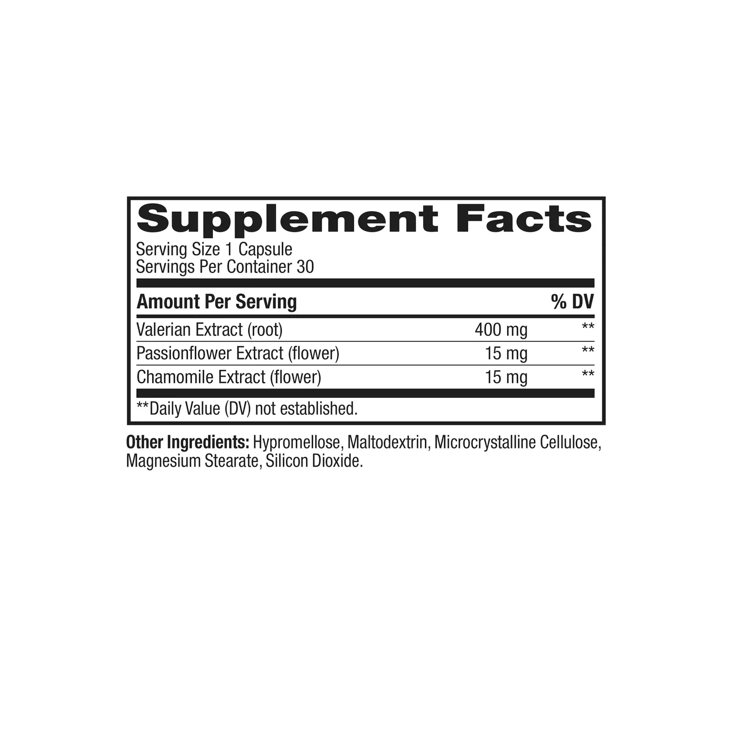 Capsules adaptogènes de repos à énergie végétale OLLY - racine de valériane/fleur de passion/camomille - 30ct