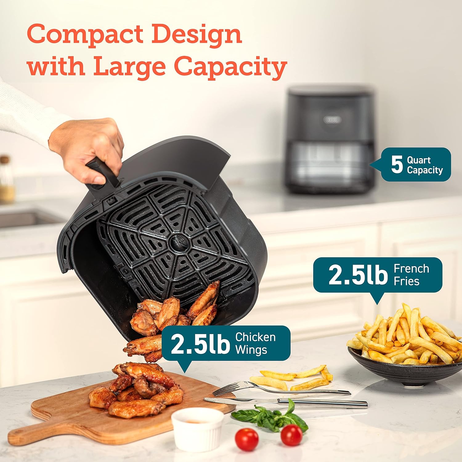 COSORI Air Fryer 5Qt(4.7L), 9-In-1 Less Oil Airfryer Oven, UP to 450℉, Quiet Operation, 30 Exclusive Recipes, Nonstick Basket, Compact, Dishwasher