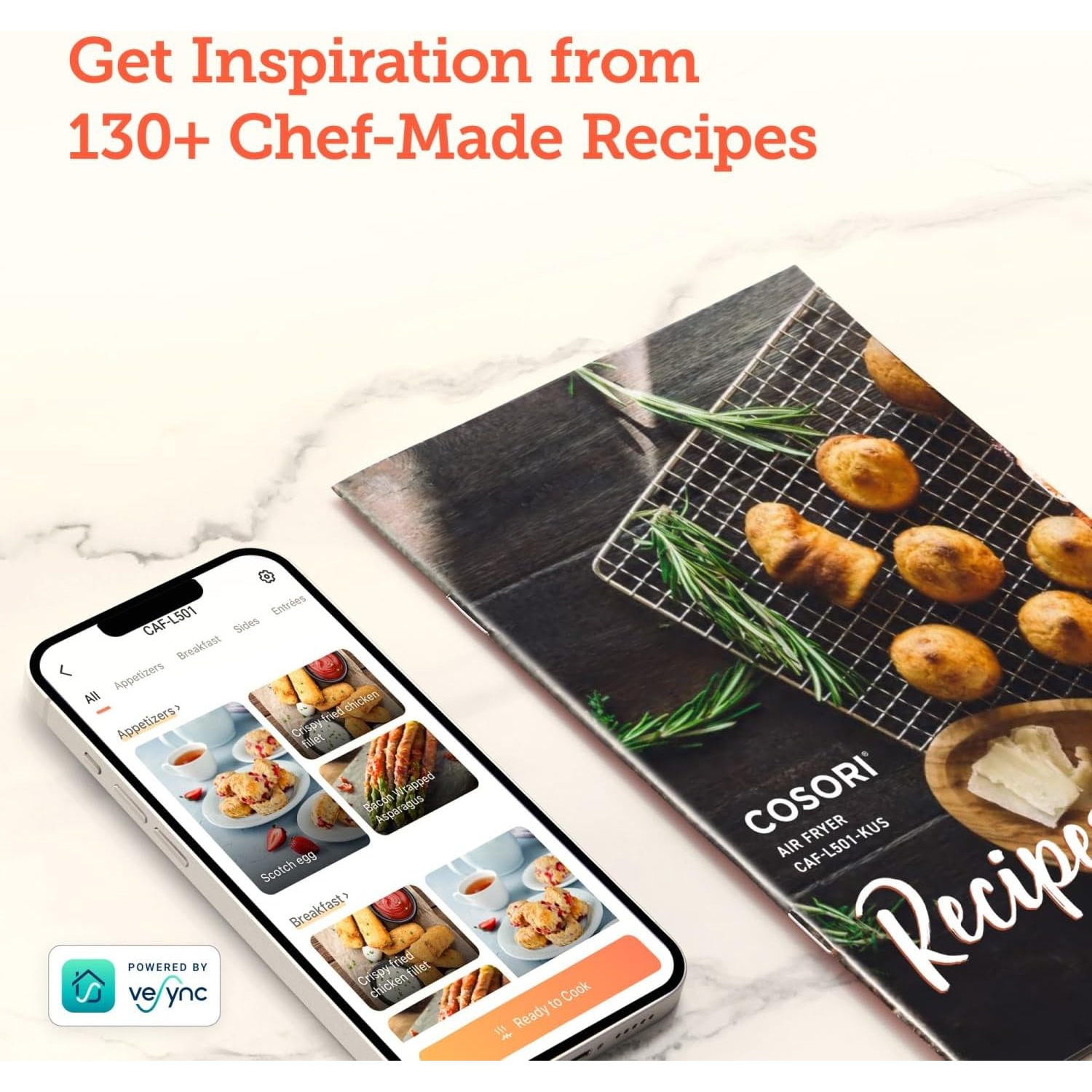 COSORI Air Fryer 5Qt(4.7L), 9-In-1 Less Oil Airfryer Oven, UP to 450℉, Quiet Operation, 30 Exclusive Recipes, Nonstick Basket, Compact, Dishwasher