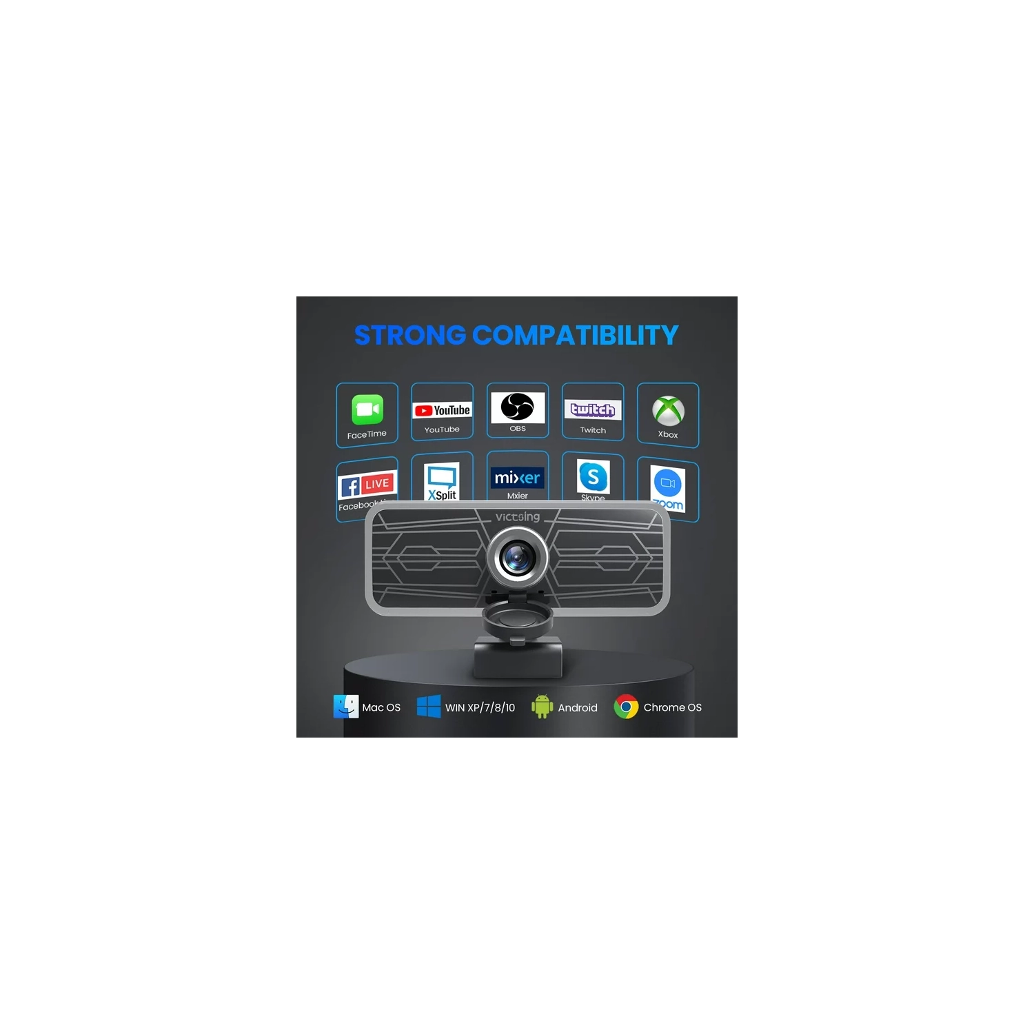 VicTsing PC317A 1080P Webcam with Dual Microphones & Privacy Cover