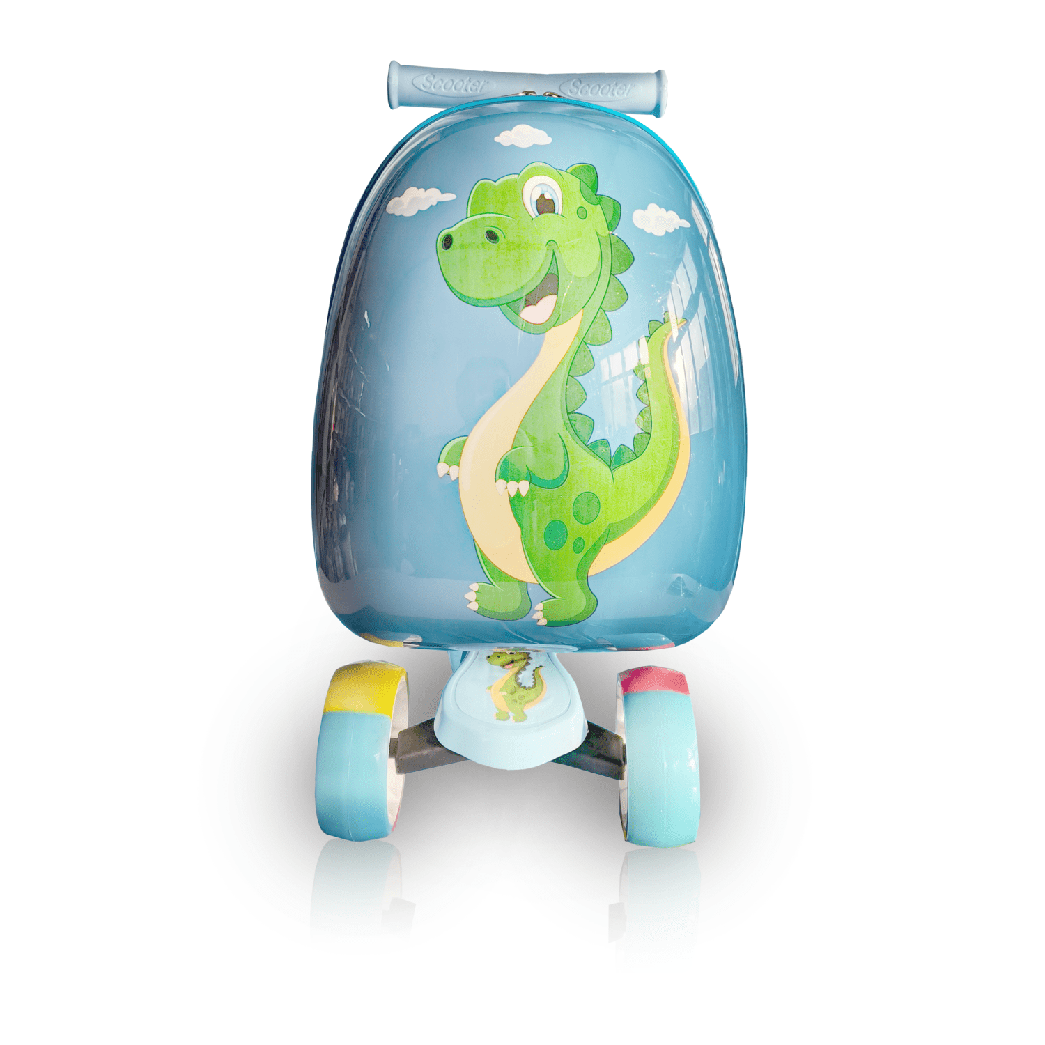 Tucci Kids Hardside Scooter Ride On Suitcase for Kids - Cute Lightweight Kids Luggage with Wheels