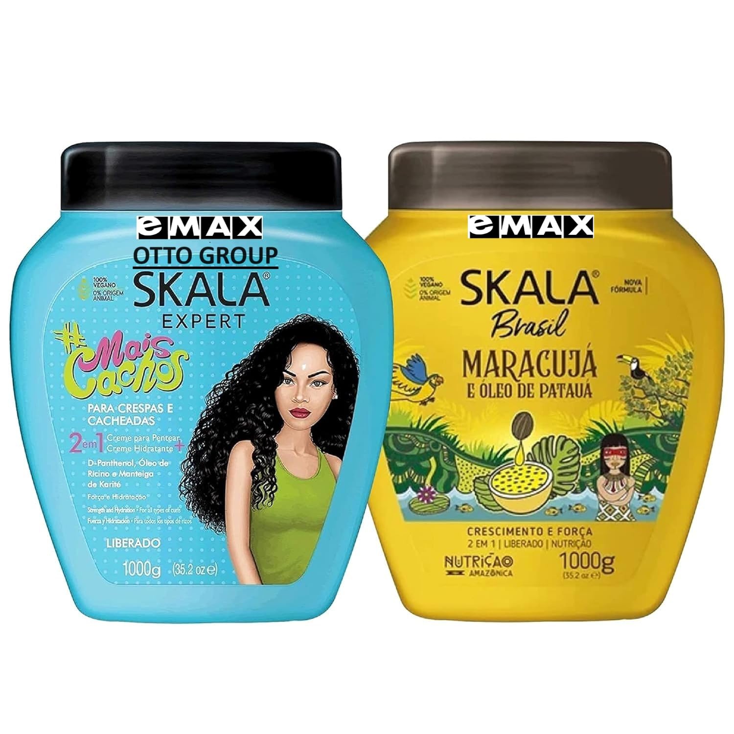 Ensemble de soins capillaires SKALA : Crème démaquilante 2-en-1 Cachos Expert mai + Brasil passion Fruit & Pataua Oil - 35,27 oz - paq. 2