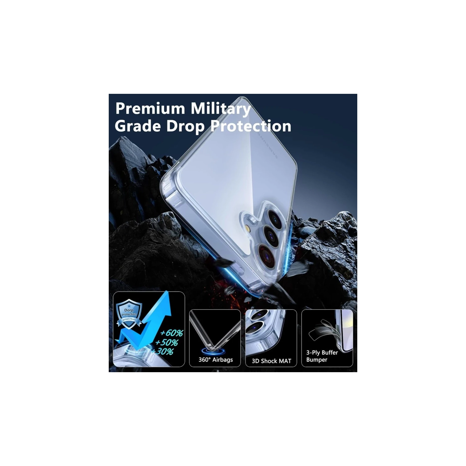 Étui antichoc transparent et mince pour Galaxy S24 de Samsung - résistant au jaunissement, aux rayures, aux chutes et au robuste rebord protecteur