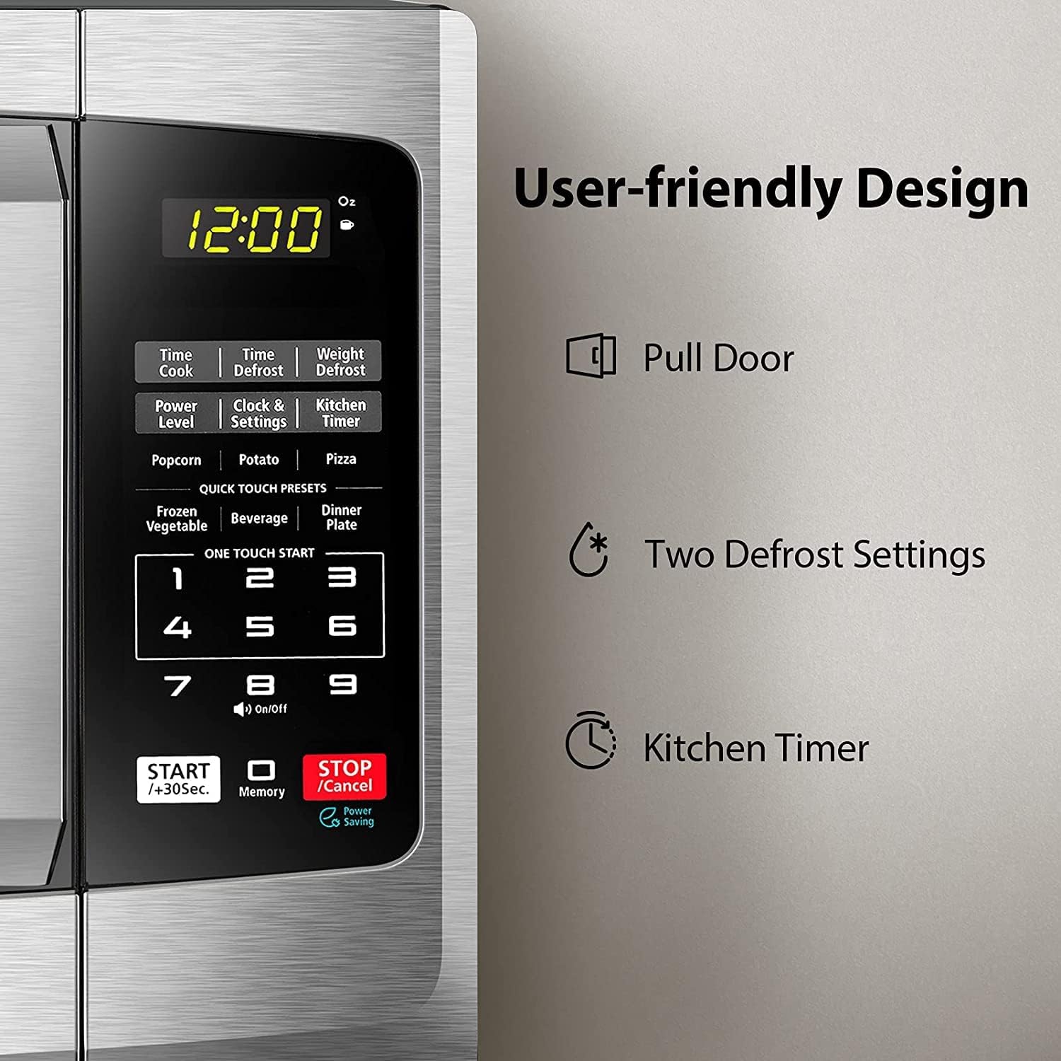 TOSHIBA – four à micro-ondes ML-EM25P/CA avec mode ECO marche/arrêt et éclairage DEL, 0,9 pi3/900&nbsp;W, acier inoxydable