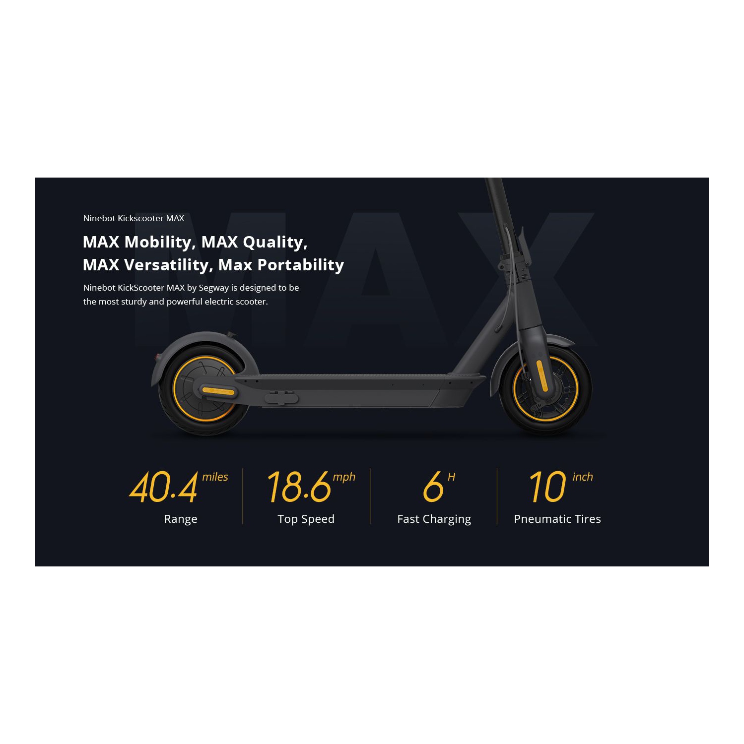 Refurbished - Segway Ninebot G30 MAX Electric Kick Scooter, 29Km/H Top Speed, 65Km Range, Foldable and Portable E-Scooter.