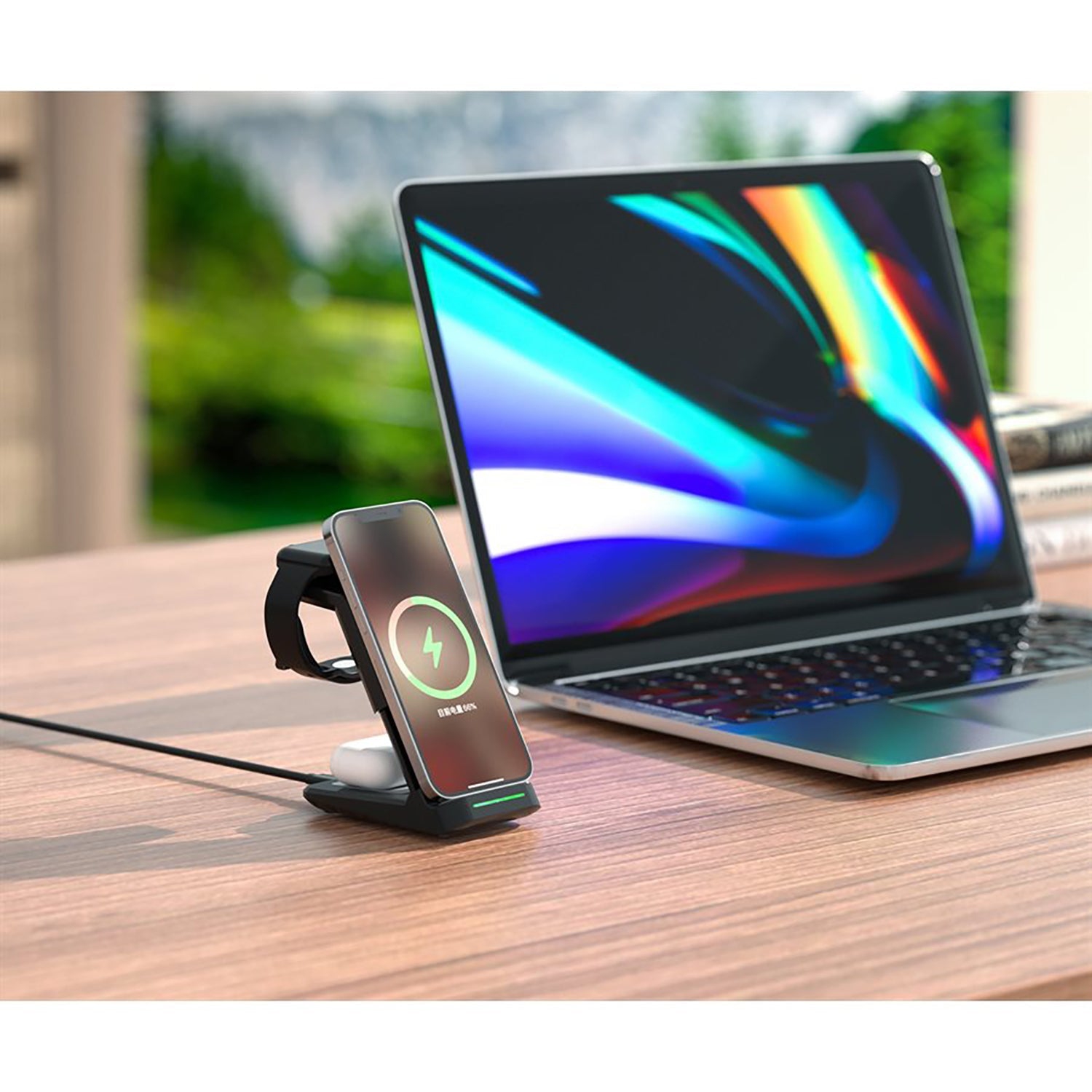 LAX – Station de chargement sans fil rapide 3 en 1, noir