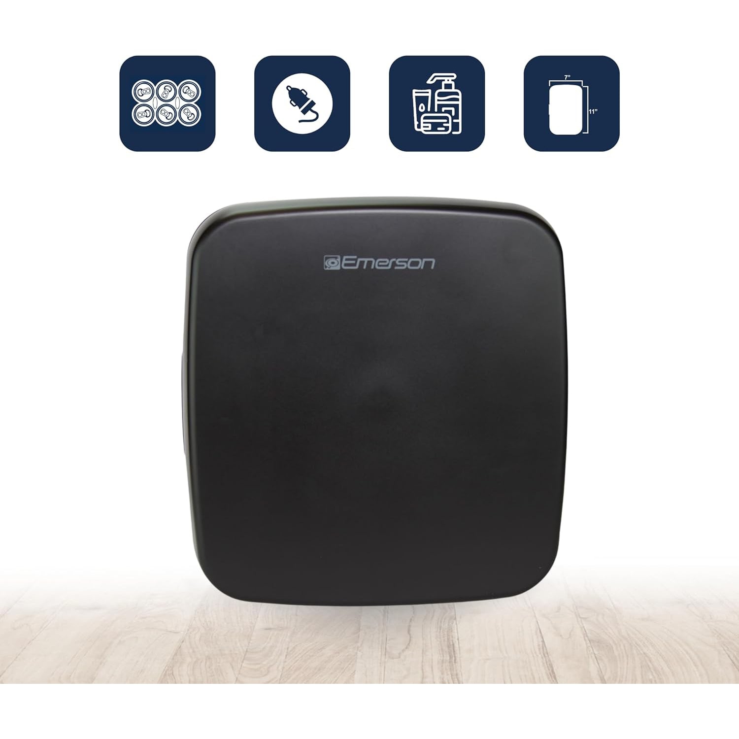 Emerson - Cooler XL Portable Mini Fridge, 9 Liter or 12 Can Capacity, Black