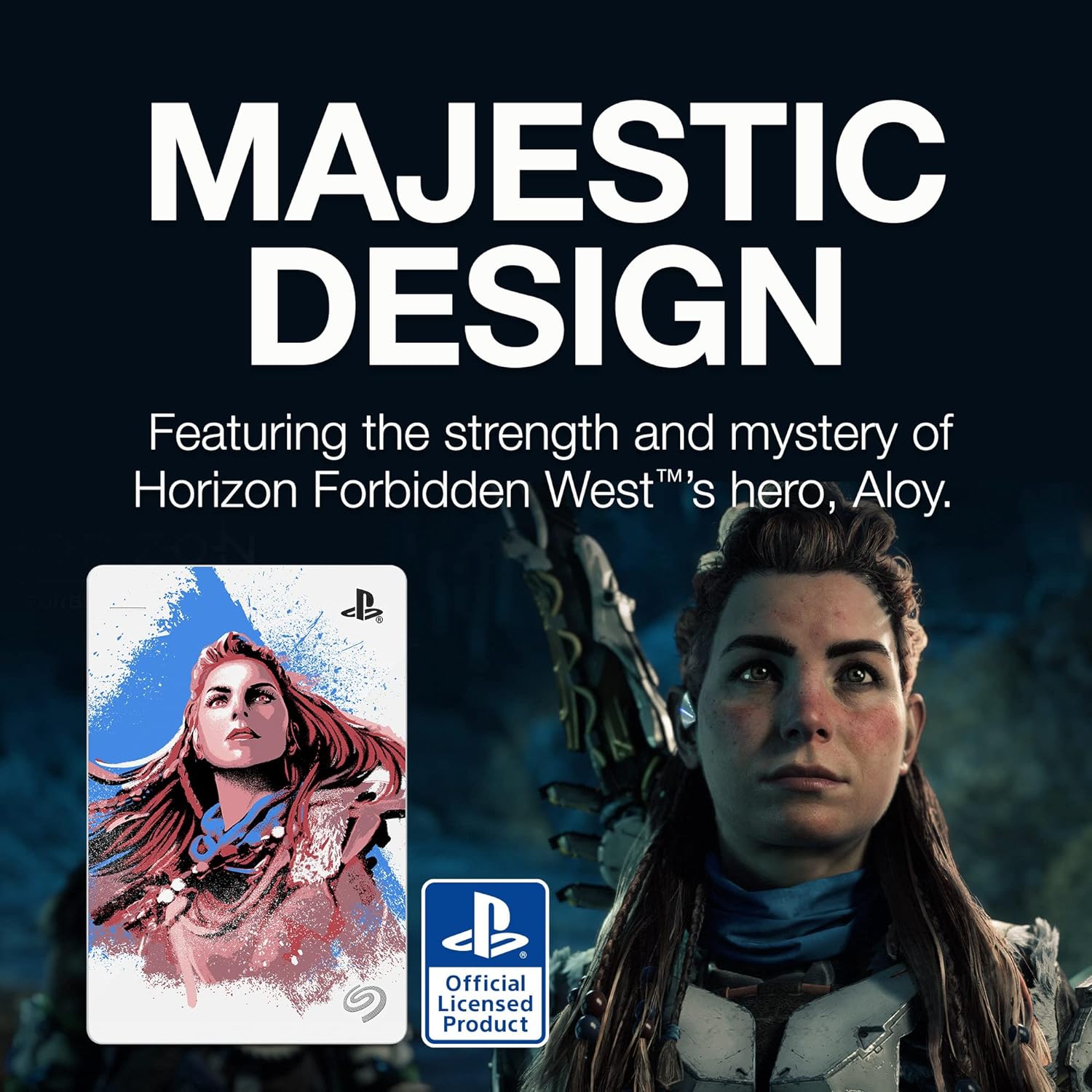 Disque dur externe de jeu Horizon Forbidden West édition limitée pour consoles PlayStation 2&nbsp;To - USB 3,2 Gen1, officiellement homologué