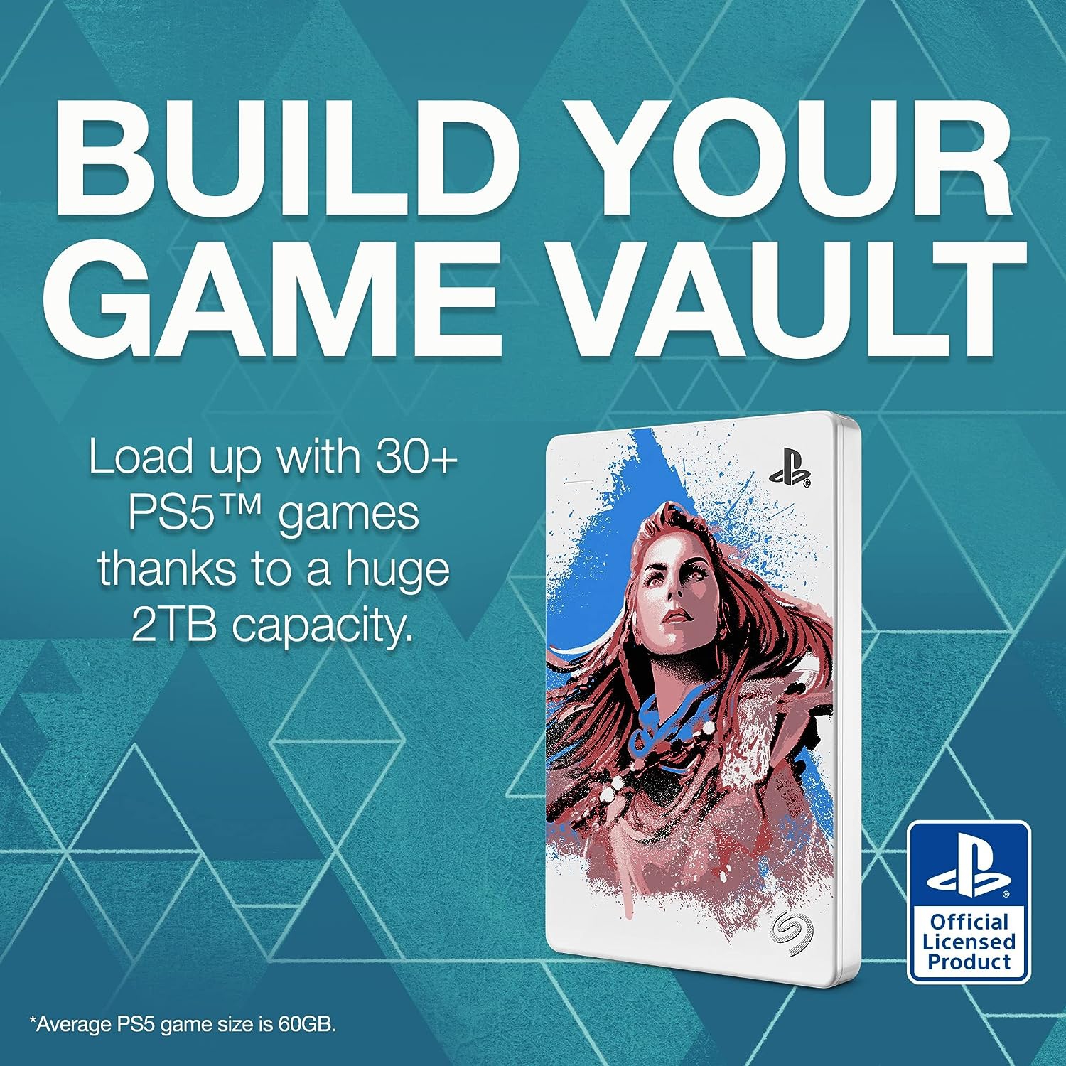 Disque dur externe de jeu Horizon Forbidden West édition limitée pour consoles PlayStation 2&nbsp;To - USB 3,2 Gen1, officiellement homologué