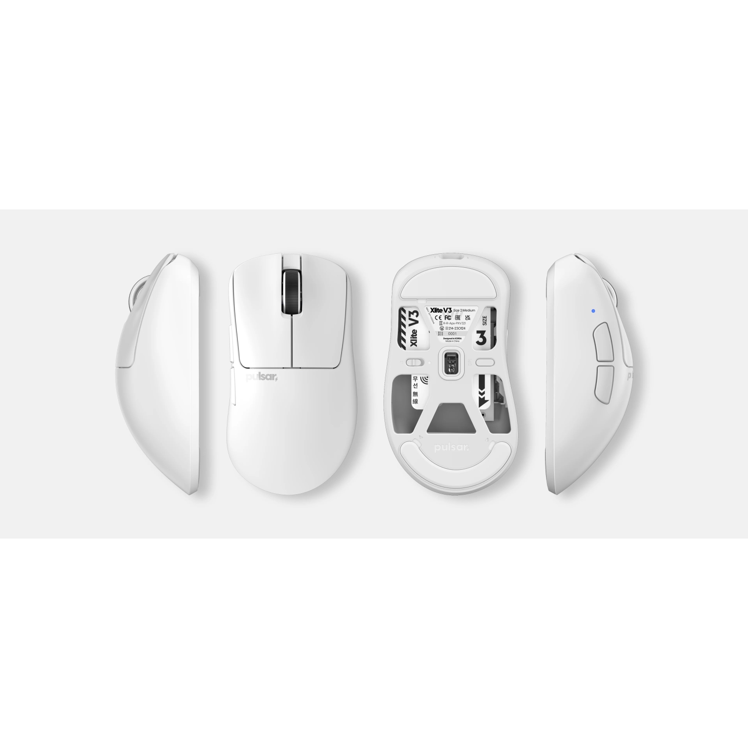 Pulsar Xlite V3 Large White Wireless Gaming Mouse,Ultra