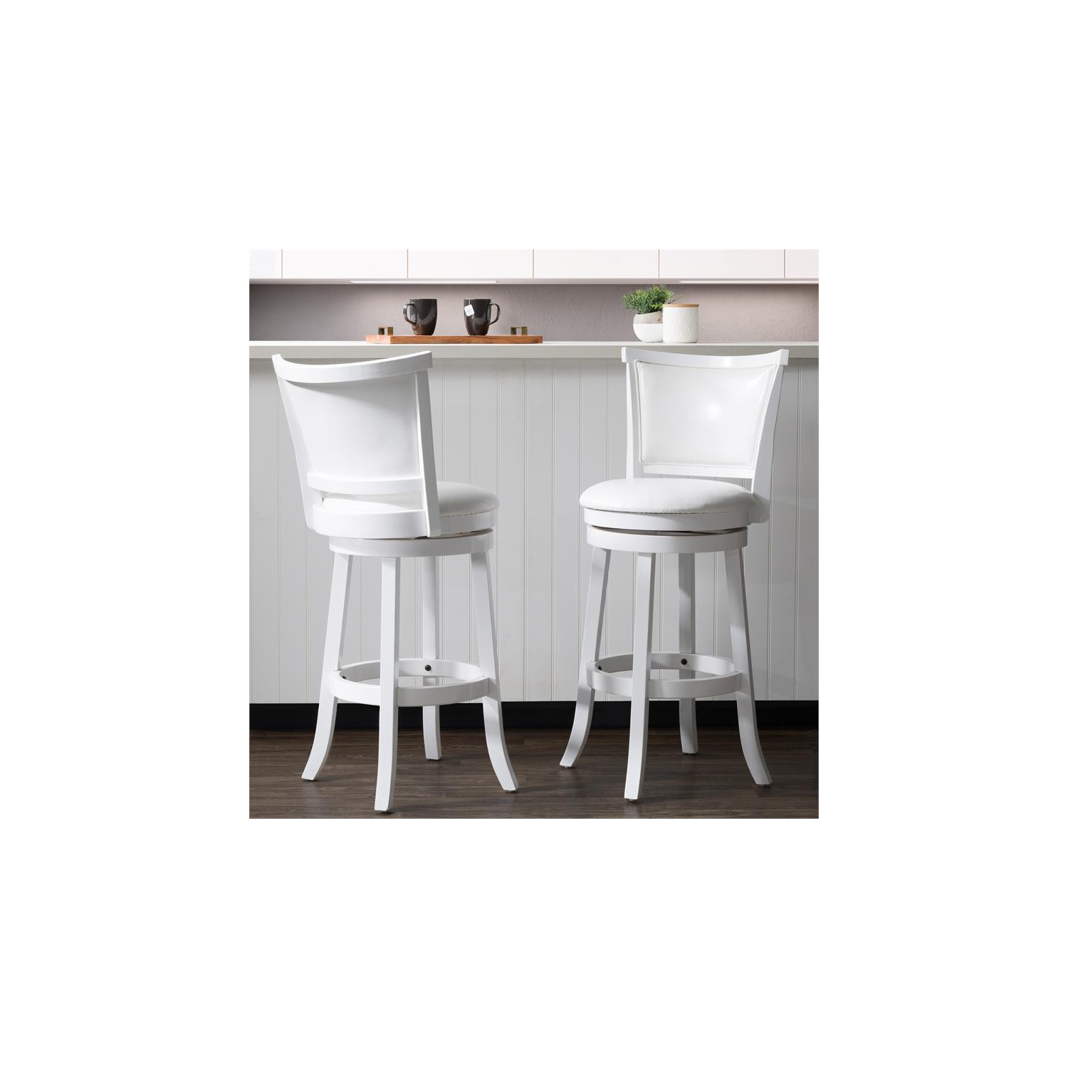 Woodgrove Transitional Bar Height Barstool - White