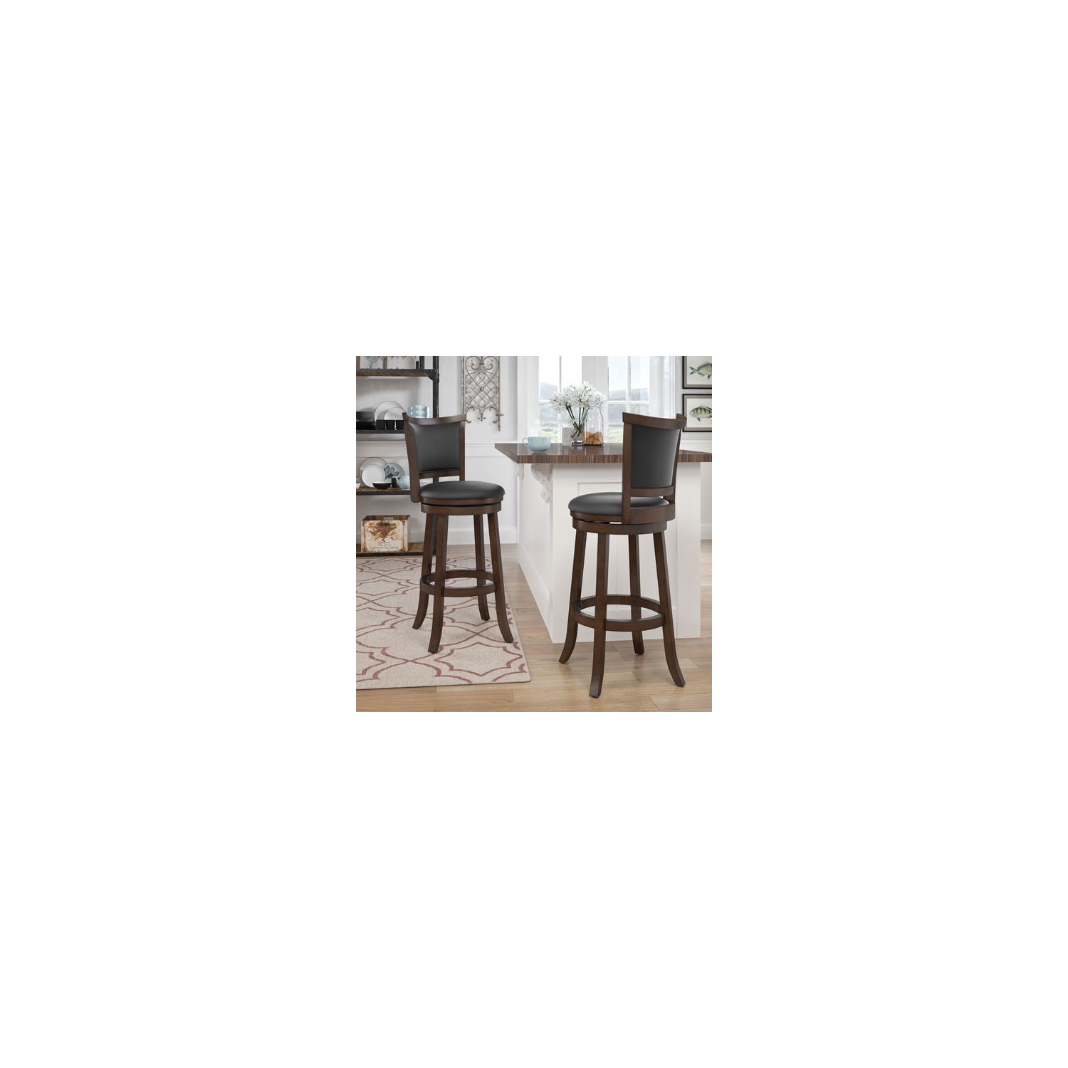 Woodgrove Transitional Bar Height Barstool - Set of 2 - Brown/Black