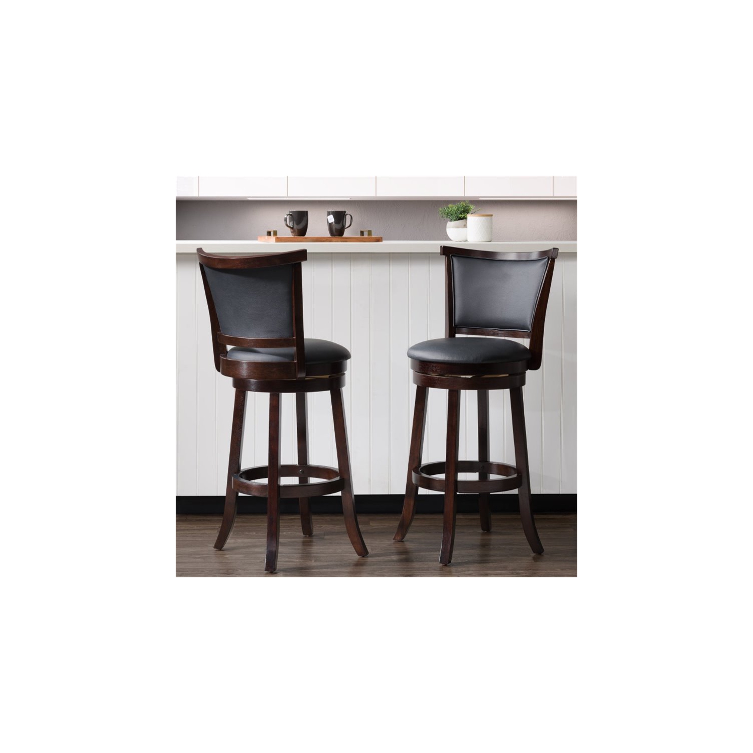 Woodgrove Transitional Bar Height Barstool - Set of 2 - Brown/Black