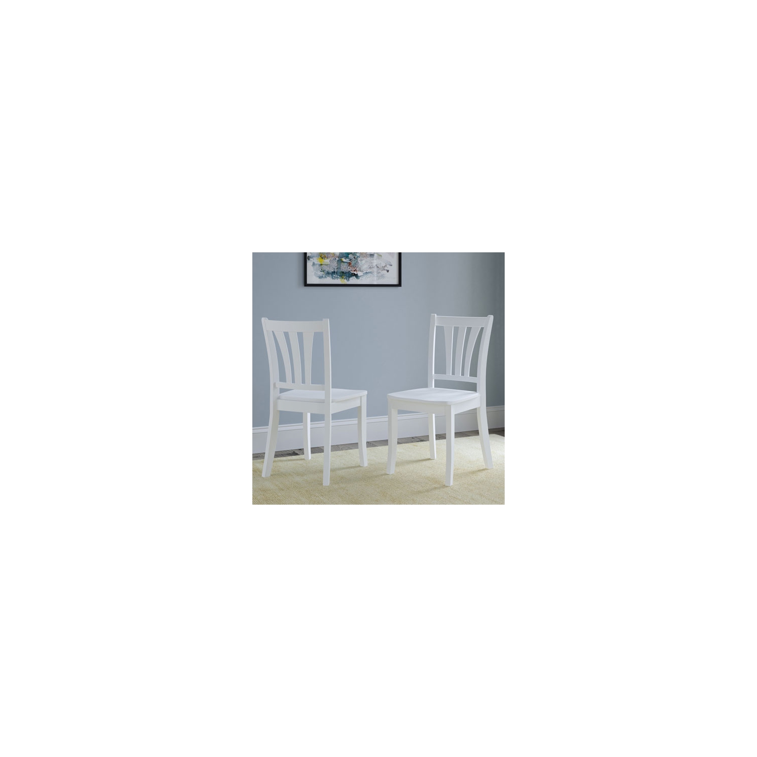 Dillon Contemporary Dining Chair with Vertical Slat - Set of 2 - White
