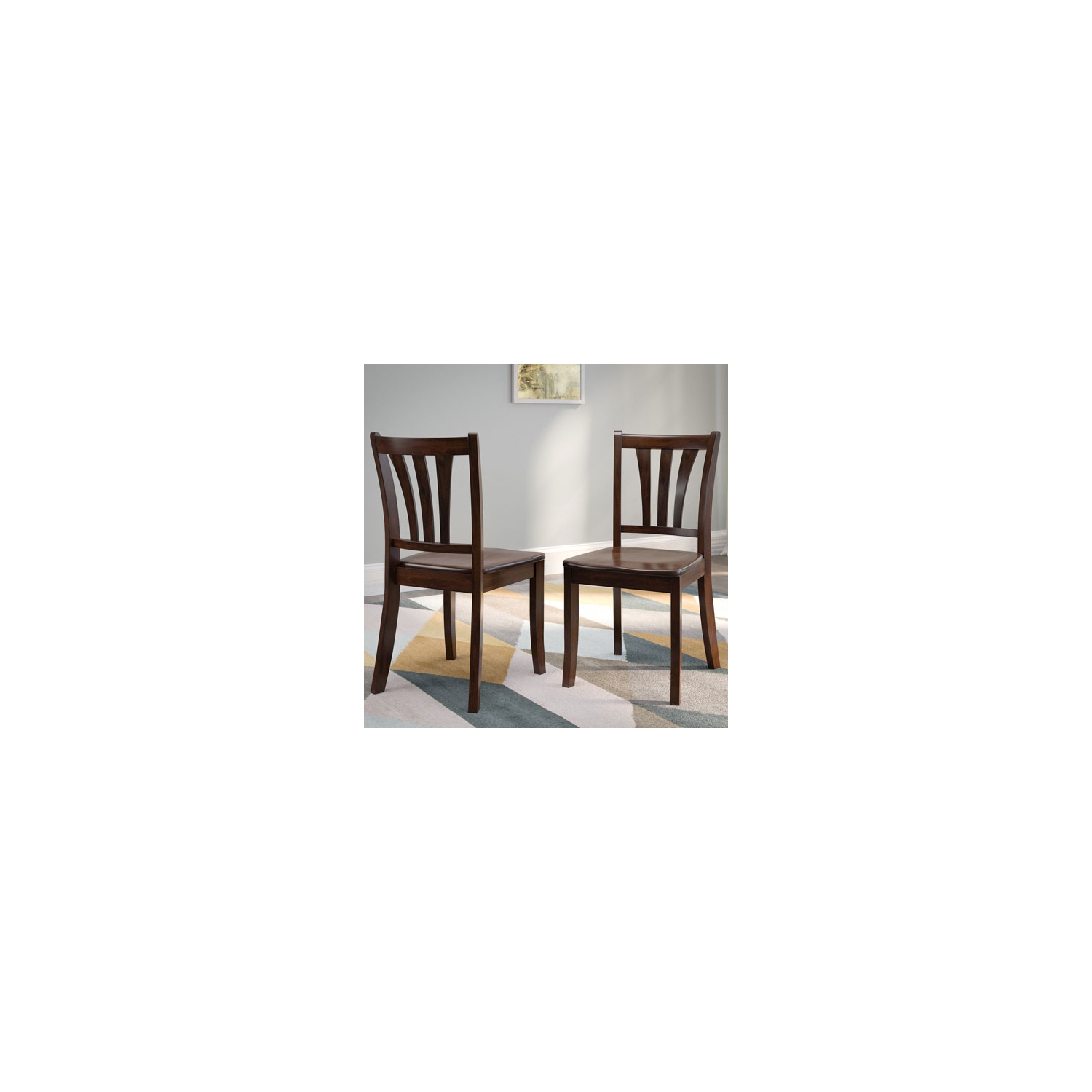 Dillon Contemporary Dining Chair with Vertical Slat - Set of 2 - Cappuccino