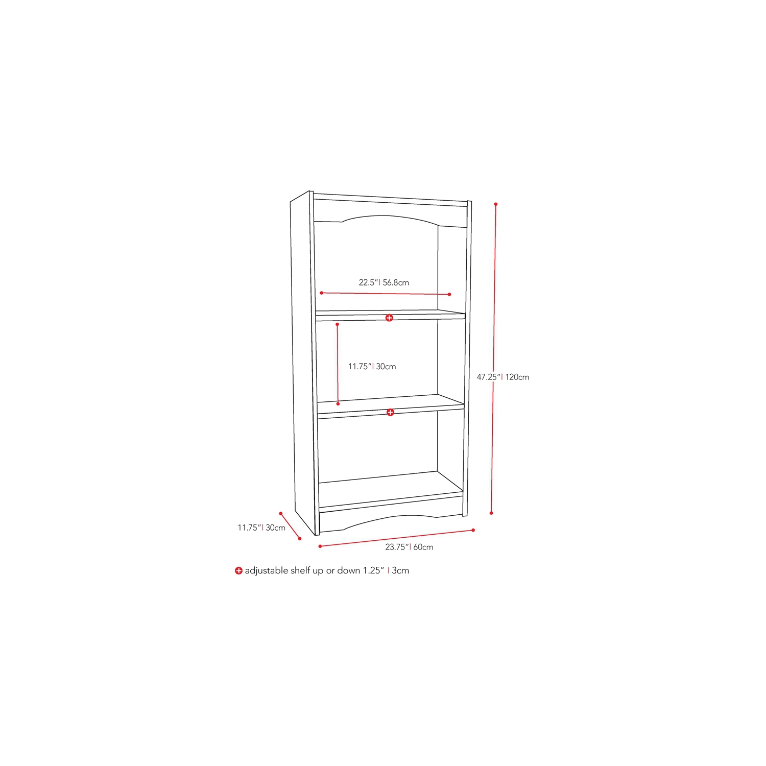 Bibliothèque de 48 po Hawthorn - Noir