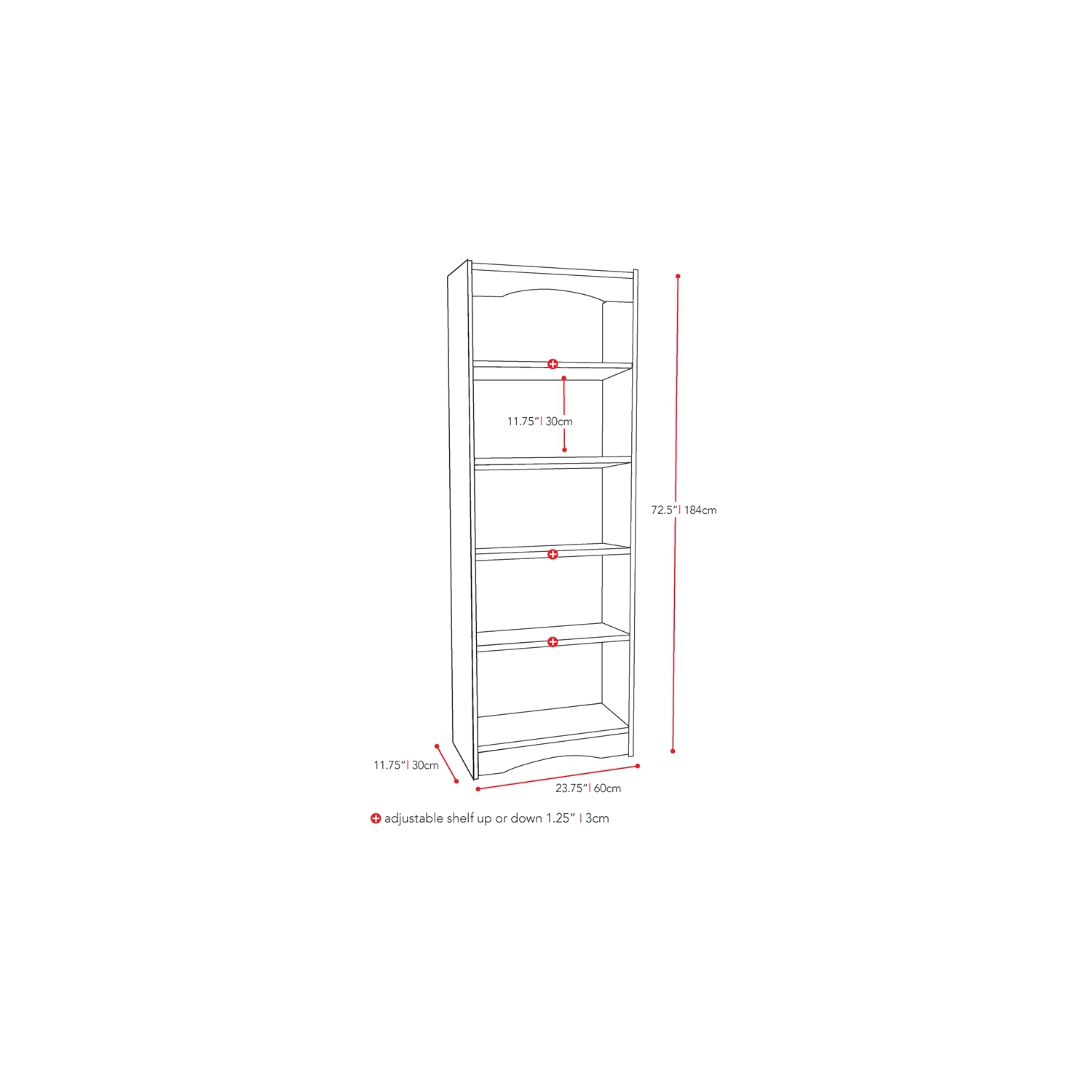 Hawthorn 72" Bookcase - Black