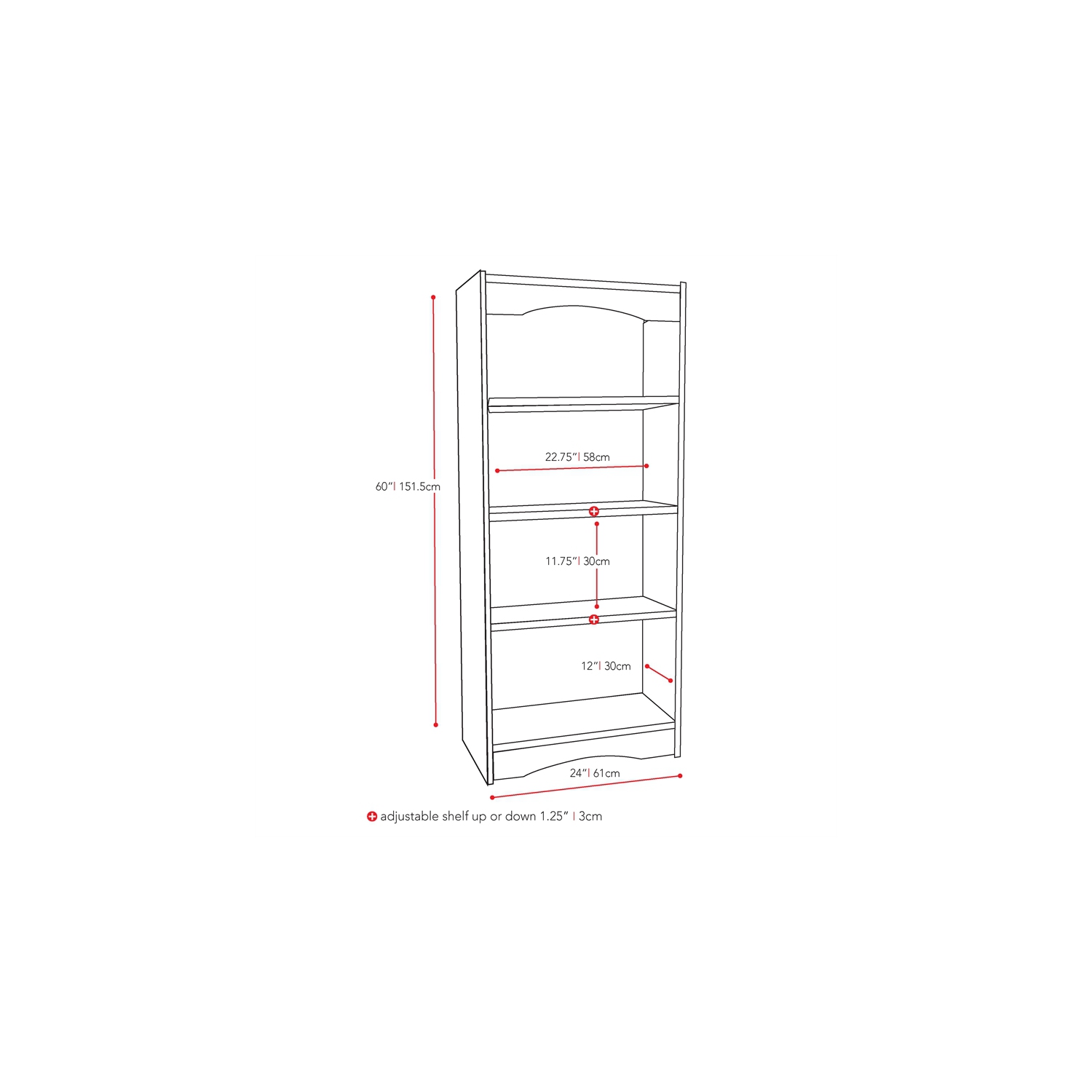 Hawthorn 60" Bookcase - Black