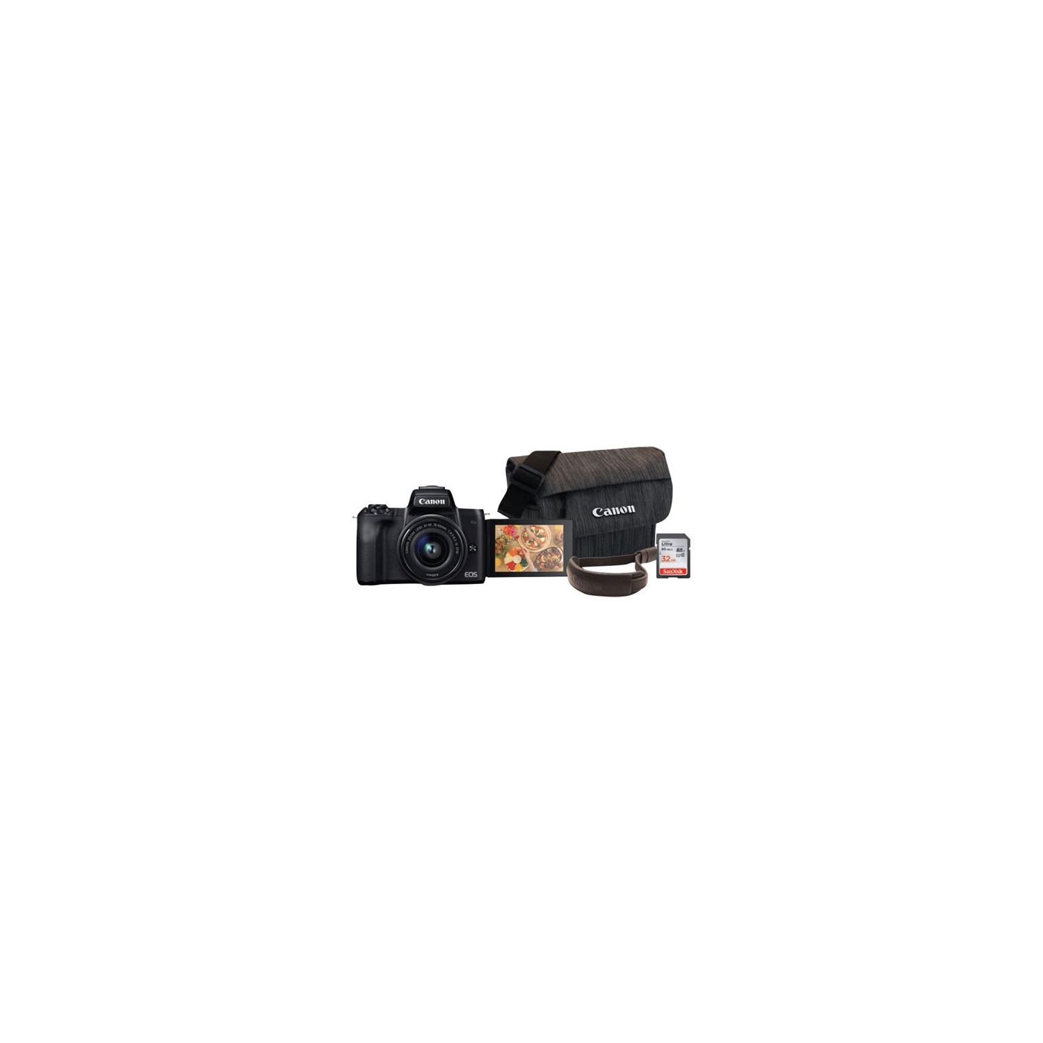 Refurbished (Fair) - Canon EOS M50 Mark II Mirrorless Camera w/ EF-M 15-45mm IS STM Lens Kit, Bag, 32GB Card & Wrist Strap