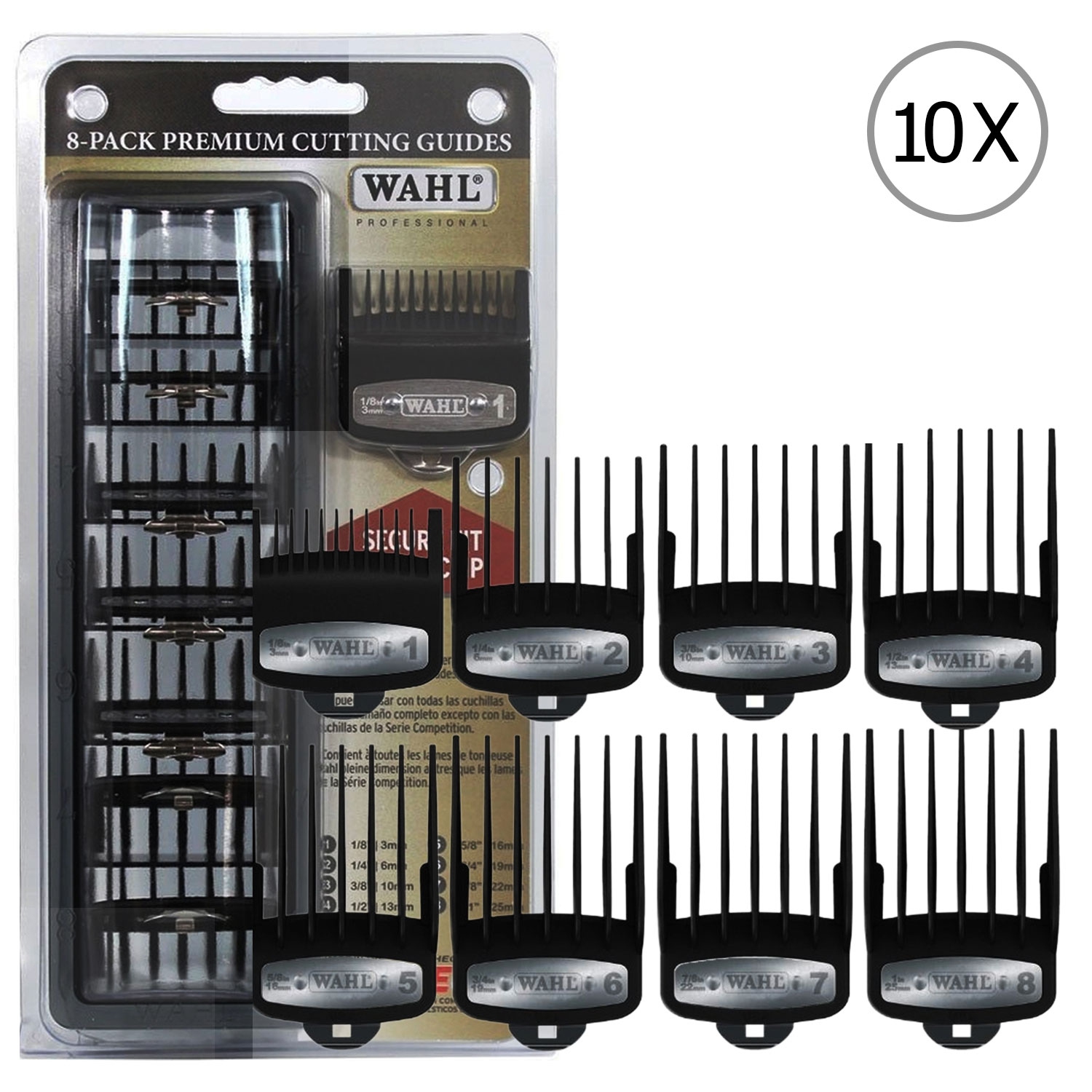 10x Wahl 8-Pack Premium Cutting Guides Fits All Wahl Full Size Clipper Blades