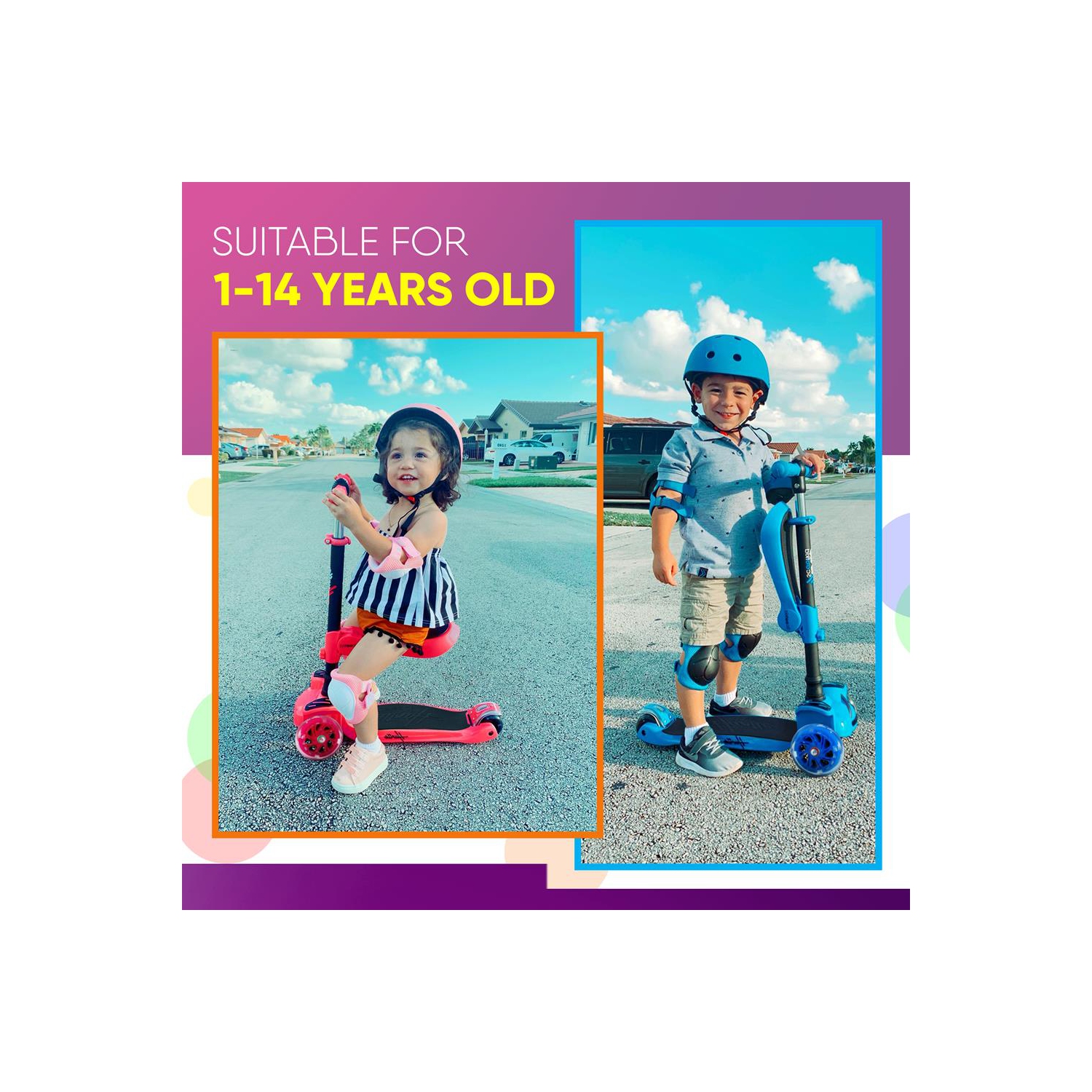 Trottinette à 3 roues pour enfants ScootKid - trottinette jouet pour enfants avec lumières à DEL intégrées, siège confortable rabattable (jaune)