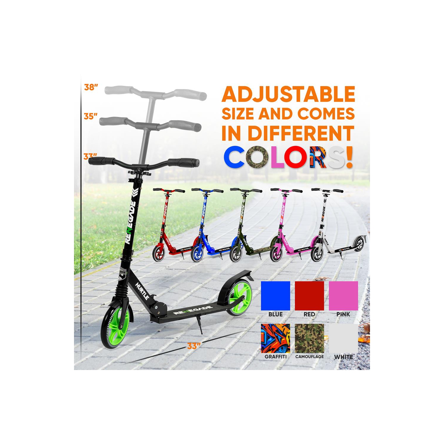 Lightweight and Foldable Kick Scooter - Adjustable Scooter for Teens and Adult, Alloy Deck with High Impact Wheels