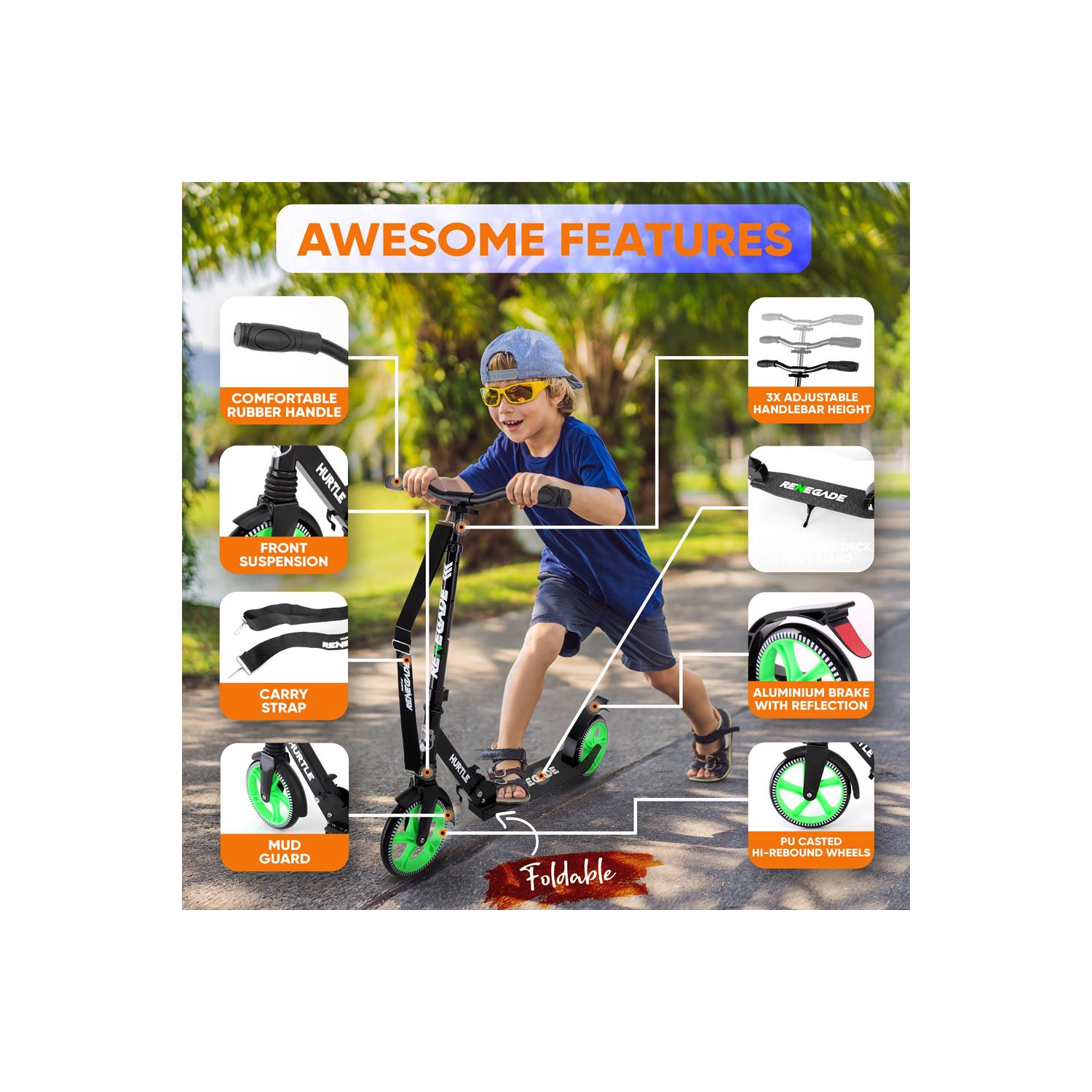 Trottinette légère et pliable - trottinette réglable pour adolescents et adultes, plateforme en alliage avec roues à impact élevé