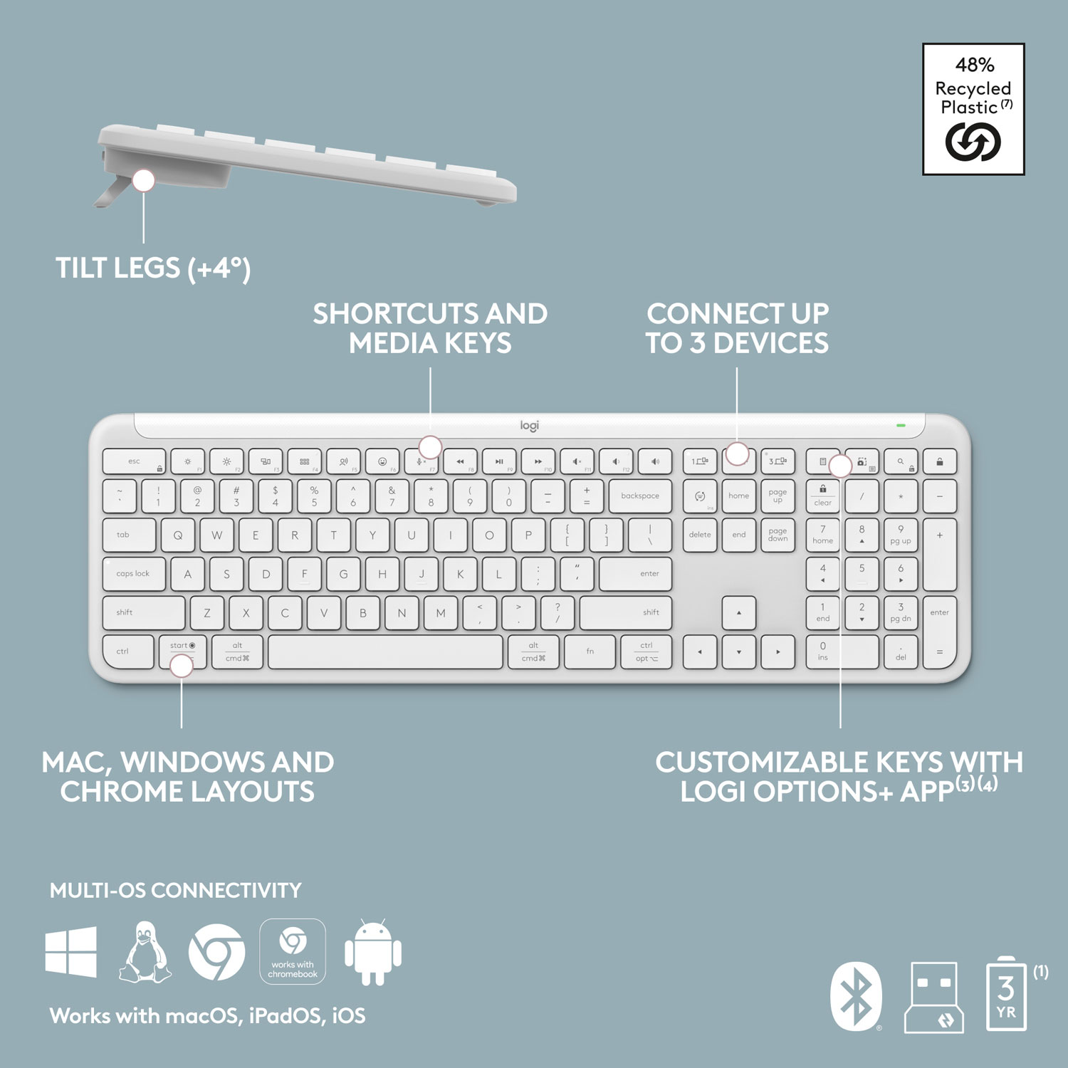 Logitech K950 Signature Slim Wireless Keyboard - Off-White - English - Only at Best Buy