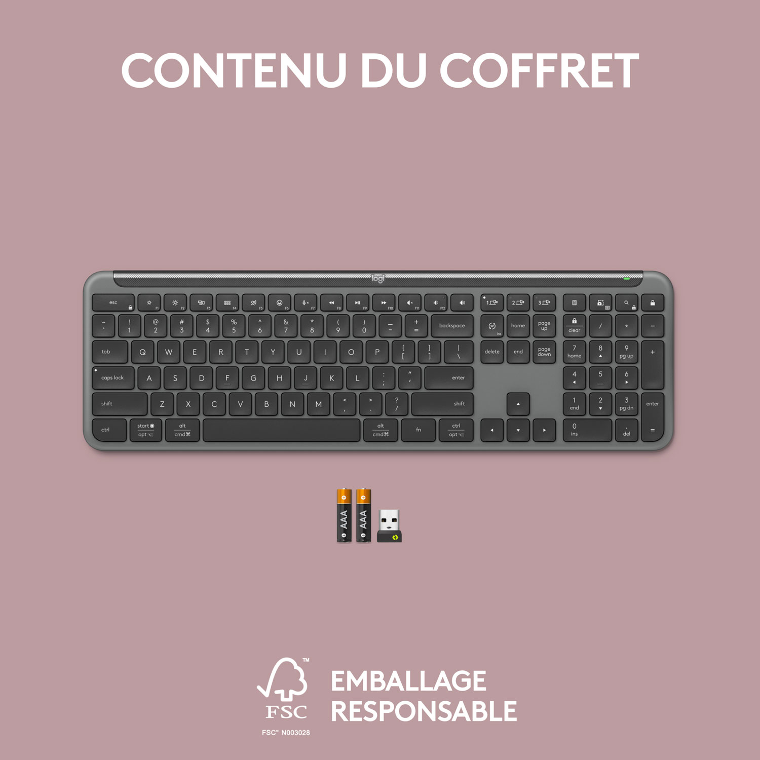 Clavier sans fil pleine grandeur K950 Signature Slim de Logitech - Graphite - Anglais