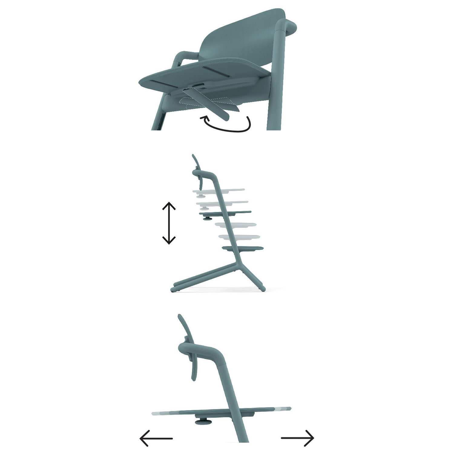 Chaise haute Lemo 2 de Cybex - Bleu pierre