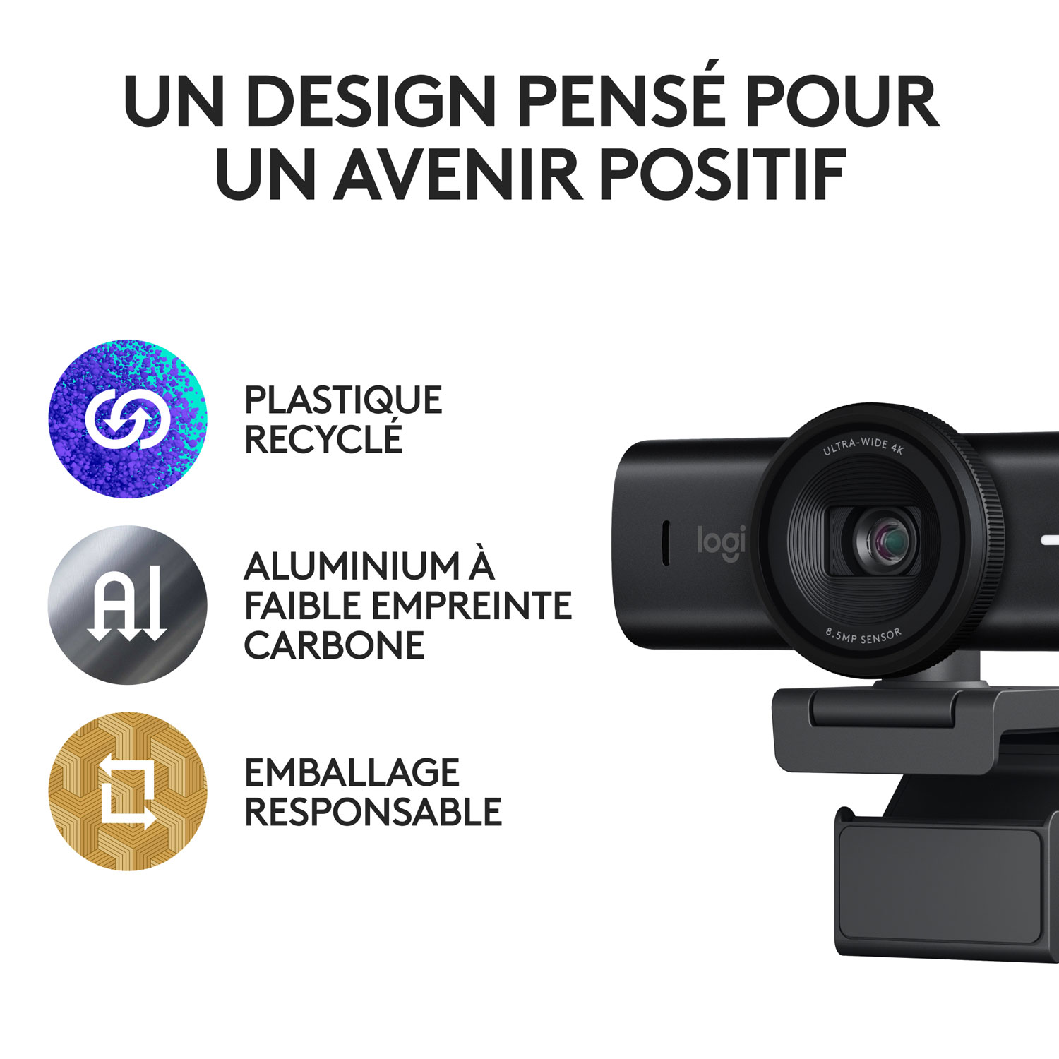 Caméra Web Ultra HD 4K MX Brio de Logitech - Noir