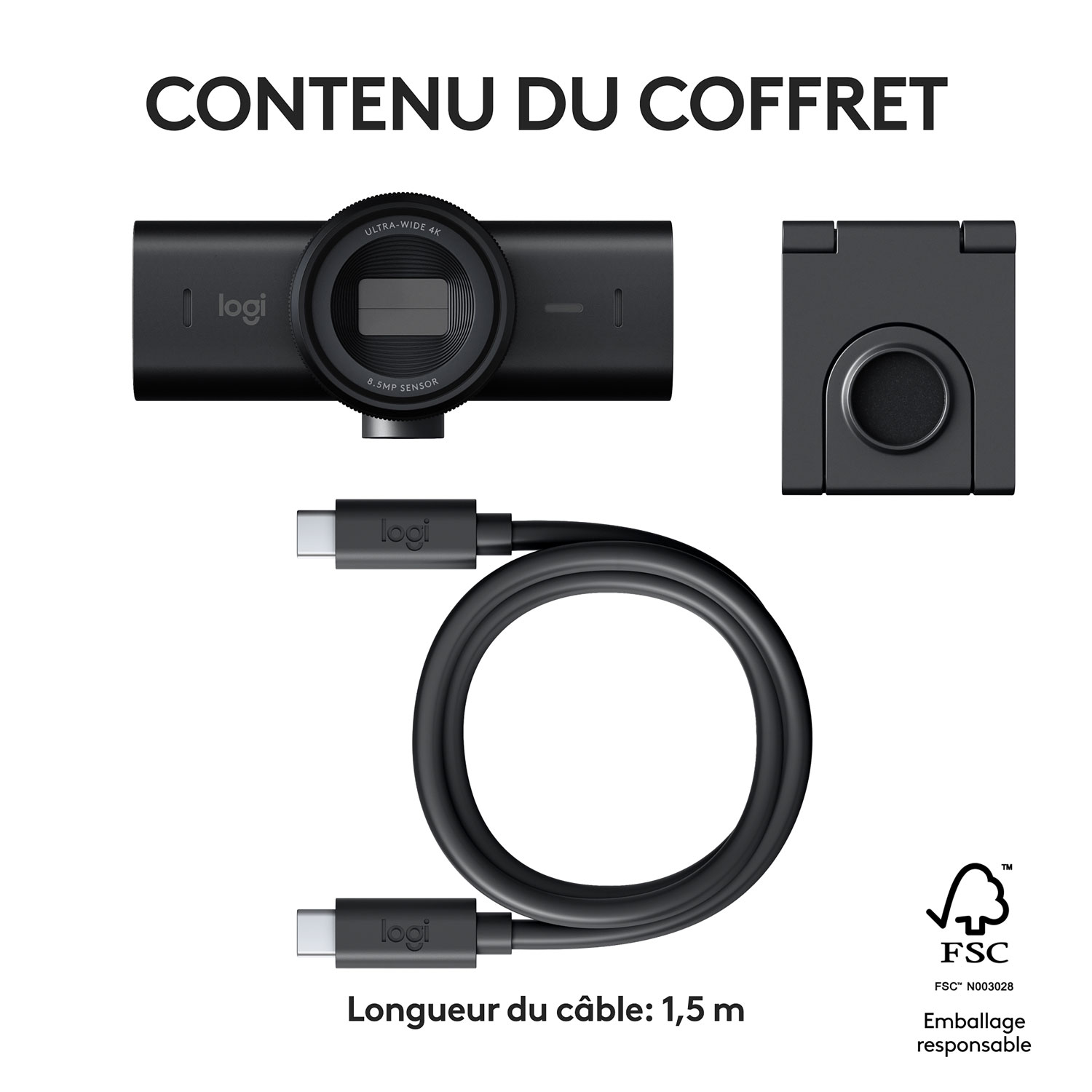 Caméra Web Ultra HD 4K MX Brio de Logitech - Noir