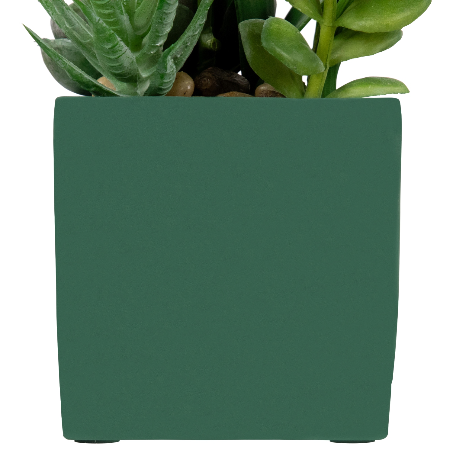 Orchidée artificielle et plantes succulentes - 12 po - Blanc