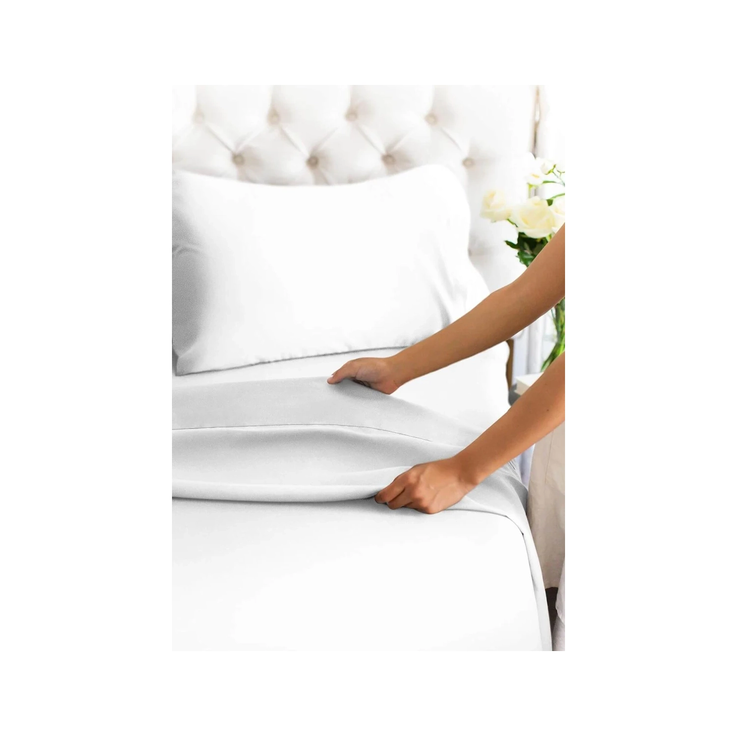 Hotel Luxury Queen Size 4 Piece Sheet Set | Comfy, Breathable & Cooling | Deep Pockets, Extra Soft & Wrinkle-Free | Oeko-Tex Certified | White