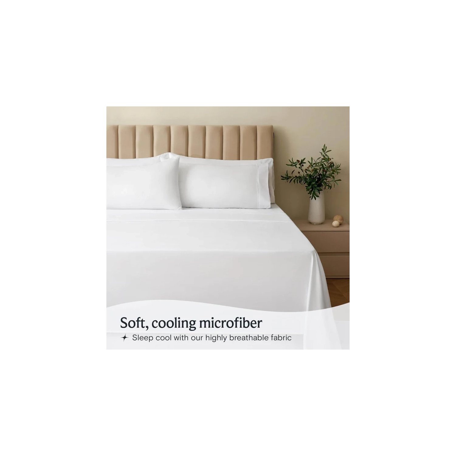 6 PC Queen Sheet Set | Bamboo Bed Sheets | Deep Pockets 18" | Eco Friendly Cooling | Wrinkle Free | Machine Washable | Silky Soft - White Queen