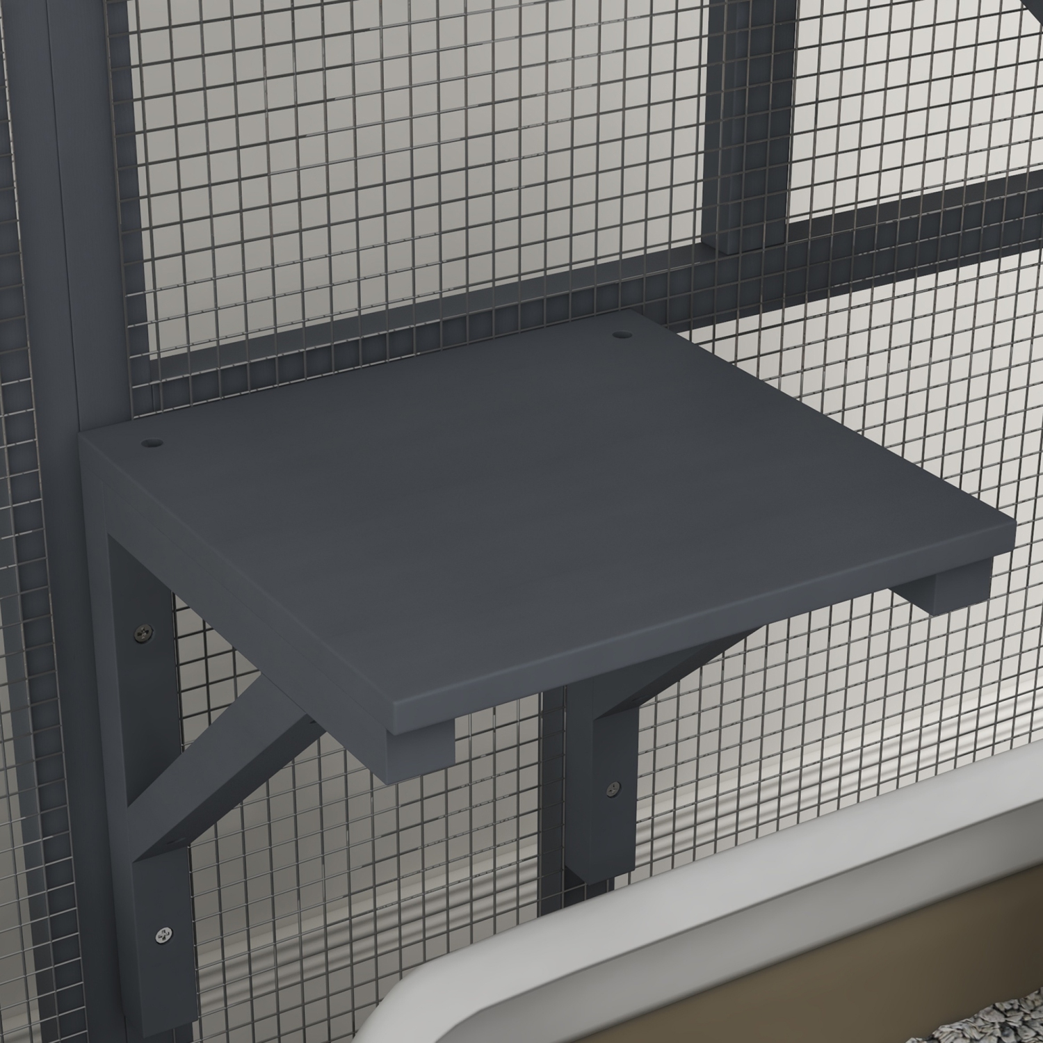 PawHut – Maison de chat en bois pour intérieur à 3 niveaux Cat Condo Villa sur roues avec portes à rabat Plateformes Hamac ouvrant pour 2 chatons,